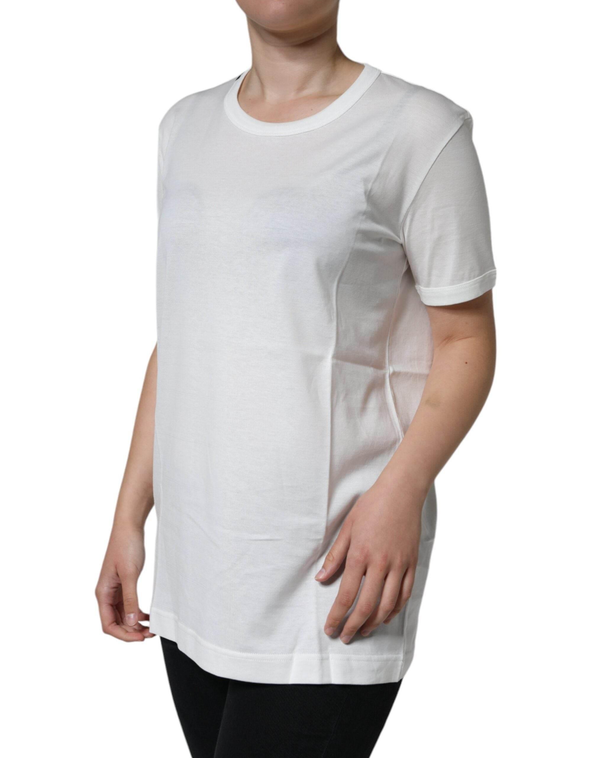 Dolce & Gabbana White Cotton Crew Neck Short Sleeve T-shirt - Hilstor