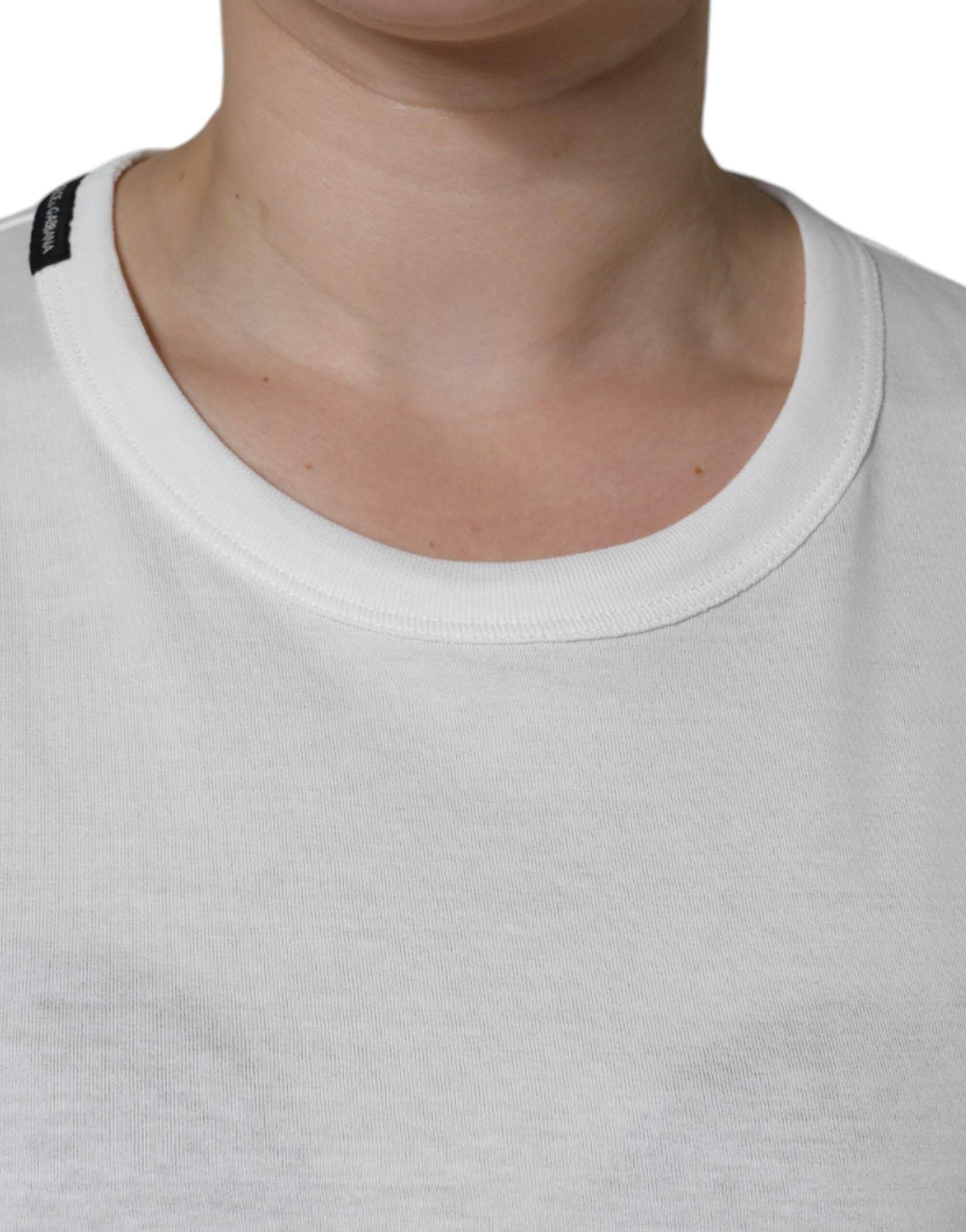 Dolce & Gabbana White Cotton Crew Neck Short Sleeve T-shirt - Hilstor