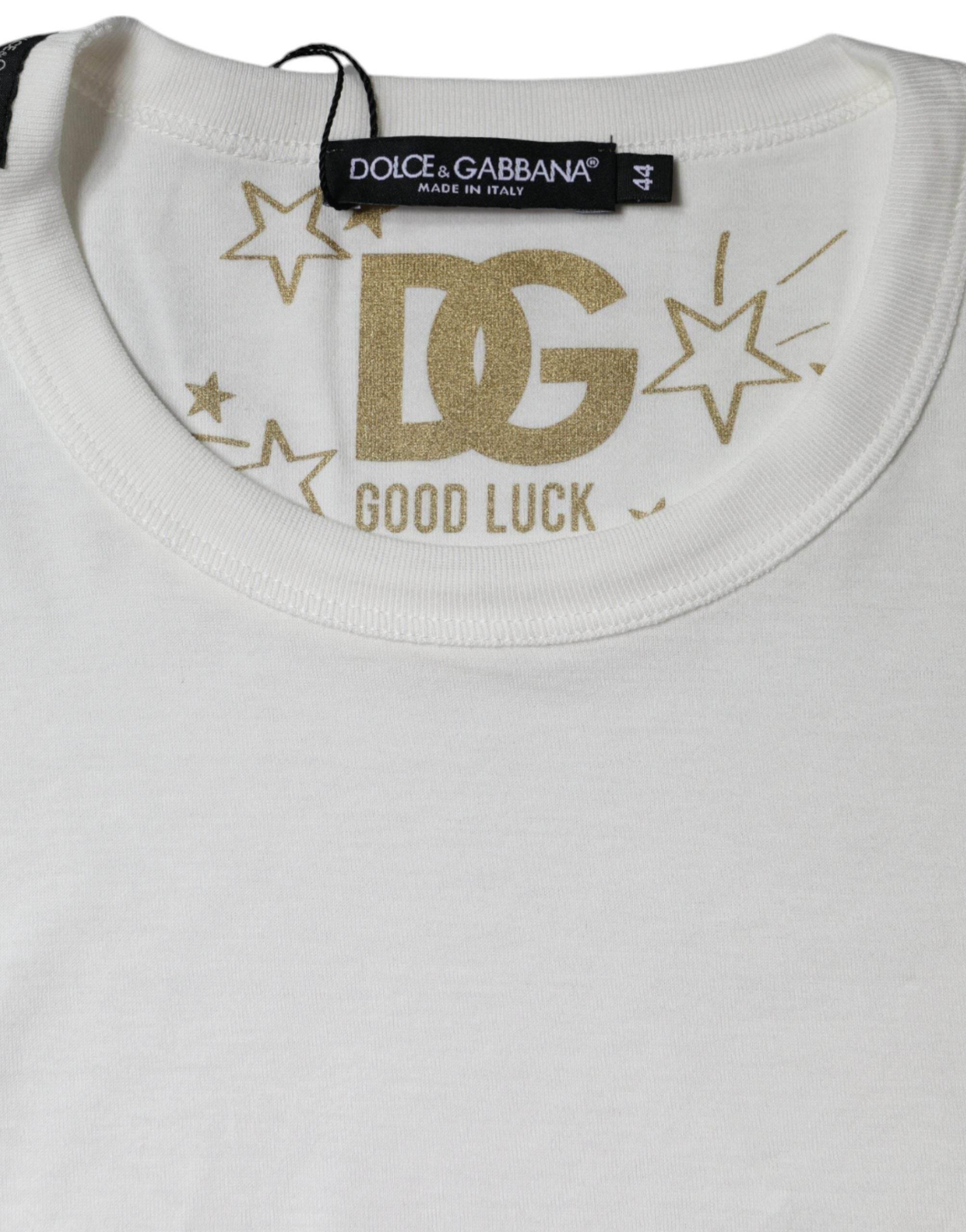 Dolce & Gabbana White Cotton Crew Neck Short Sleeve T-shirt - Hilstor