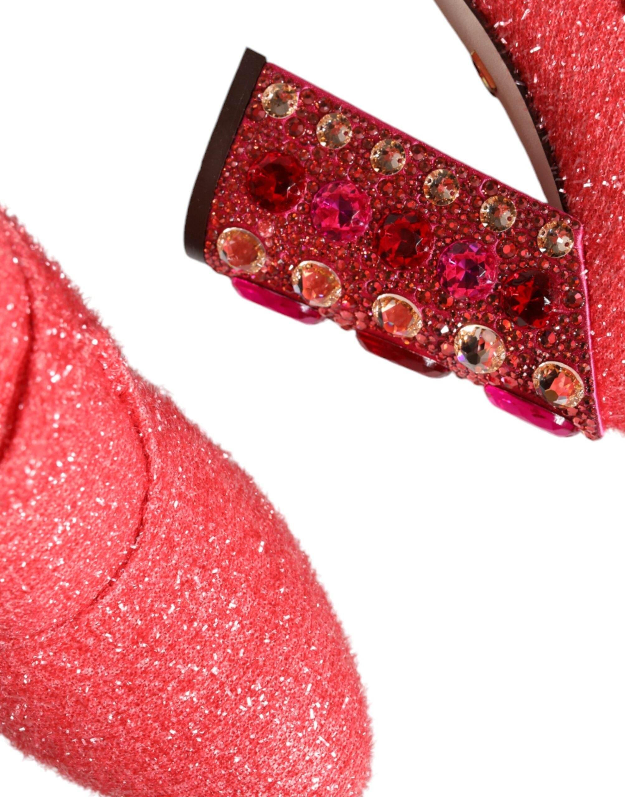 Dolce & Gabbana Pink Crystal Lurex Fantasy High Boots Shoes - Hilstor