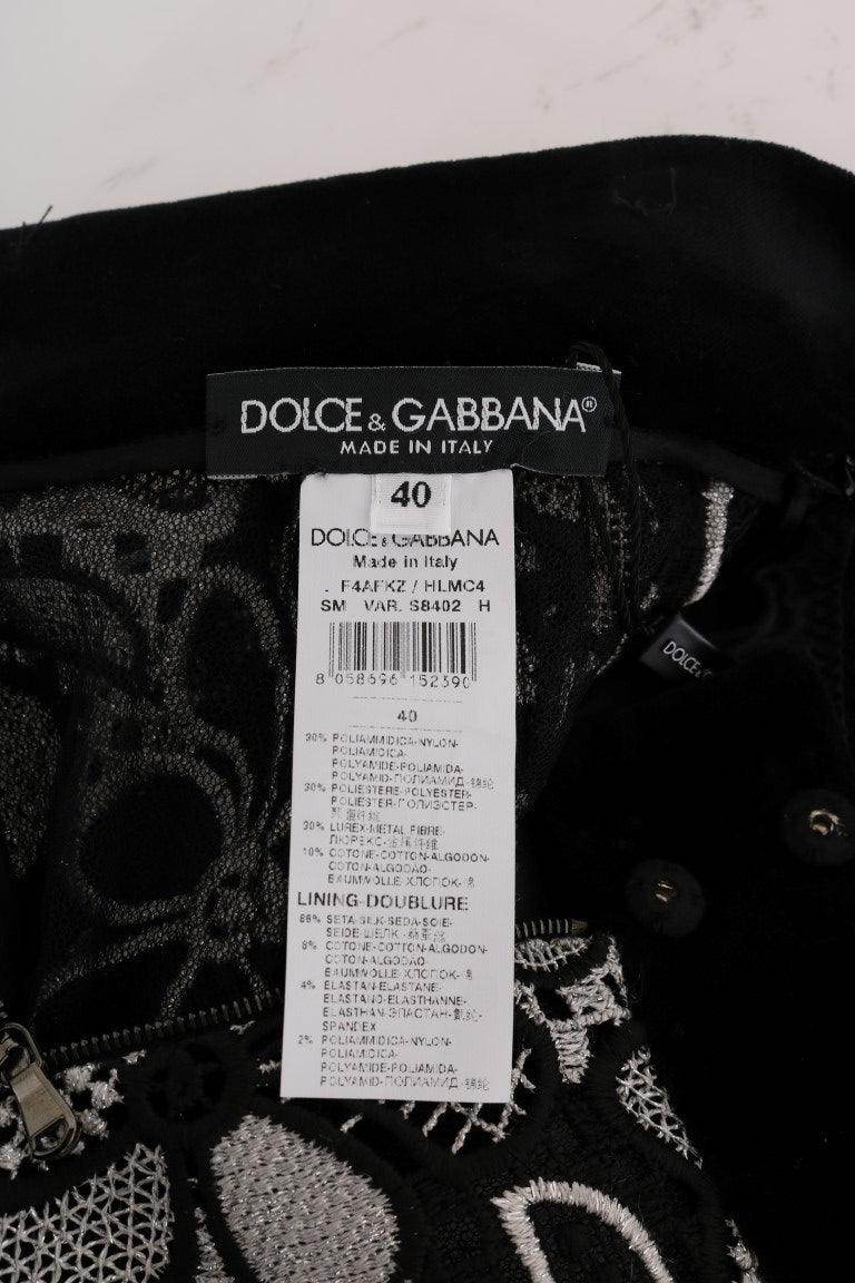 Dolce & Gabbana Elegant Lace Mini Skirt with Crystal Details - Hilstor