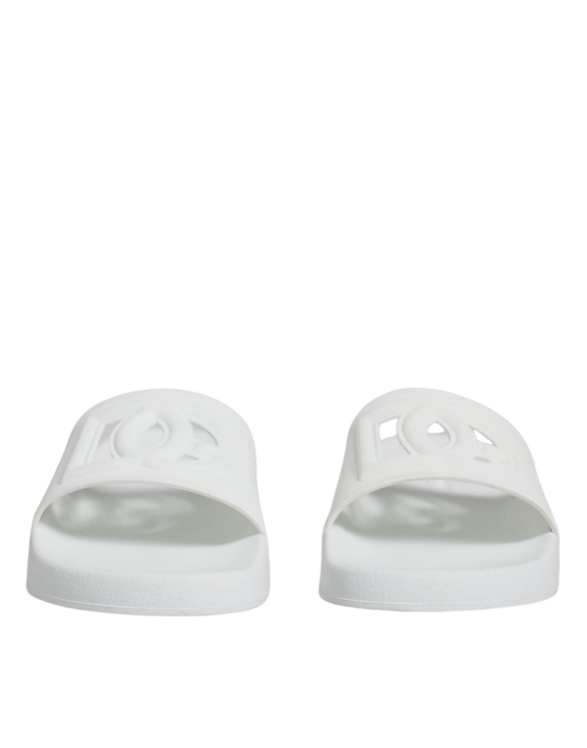 Dolce & Gabbana White Rubber Slides Sandals Beachwear Shoes - Hilstor