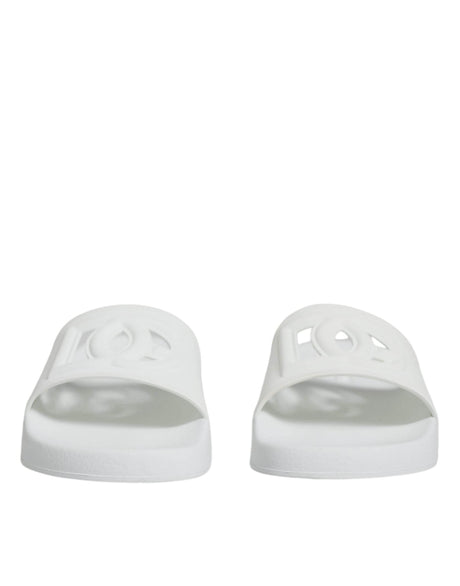 Dolce & Gabbana White Rubber Slides Sandals Beachwear Shoes - Hilstor