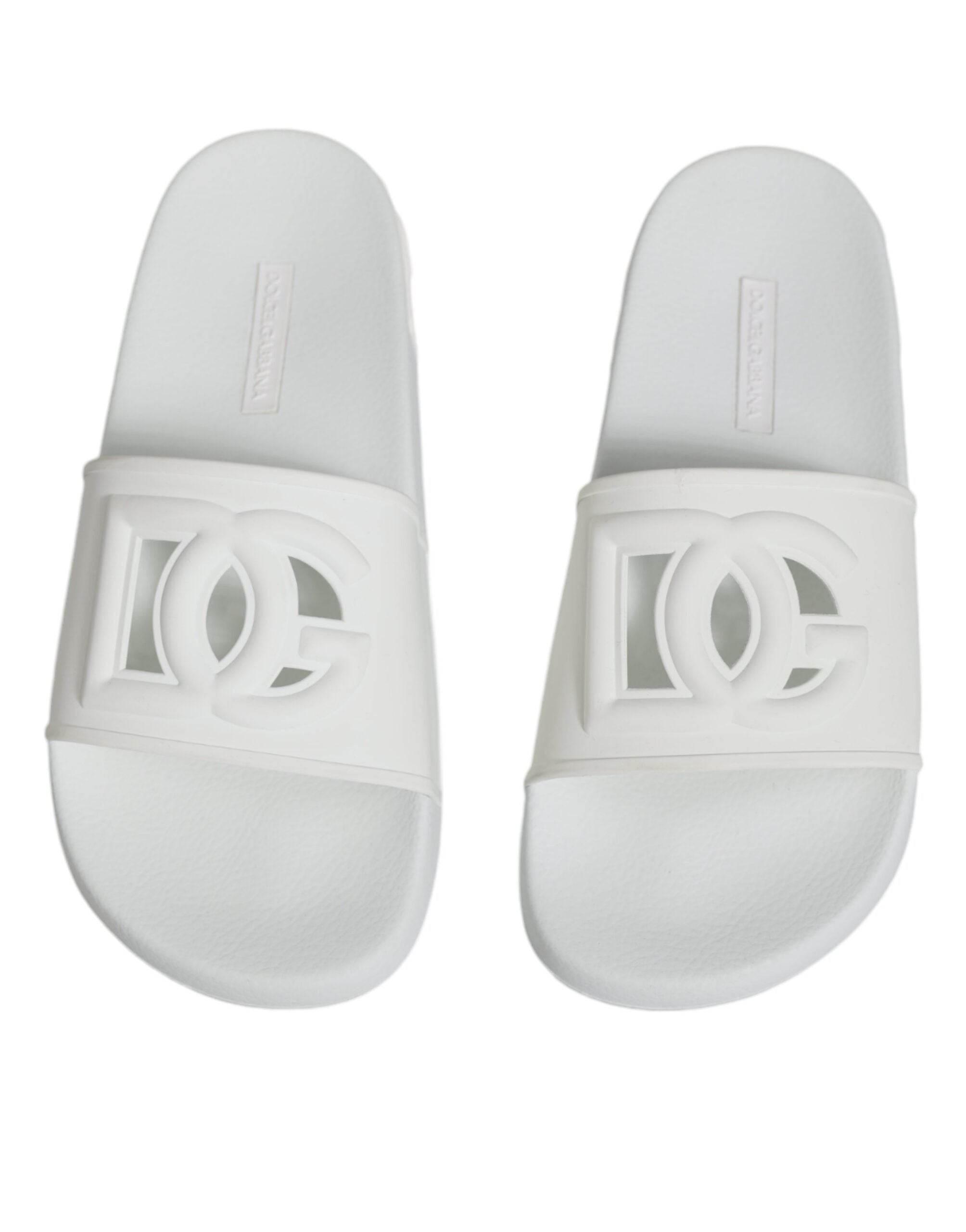 Dolce & Gabbana White Rubber Slides Sandals Beachwear Shoes - Hilstor