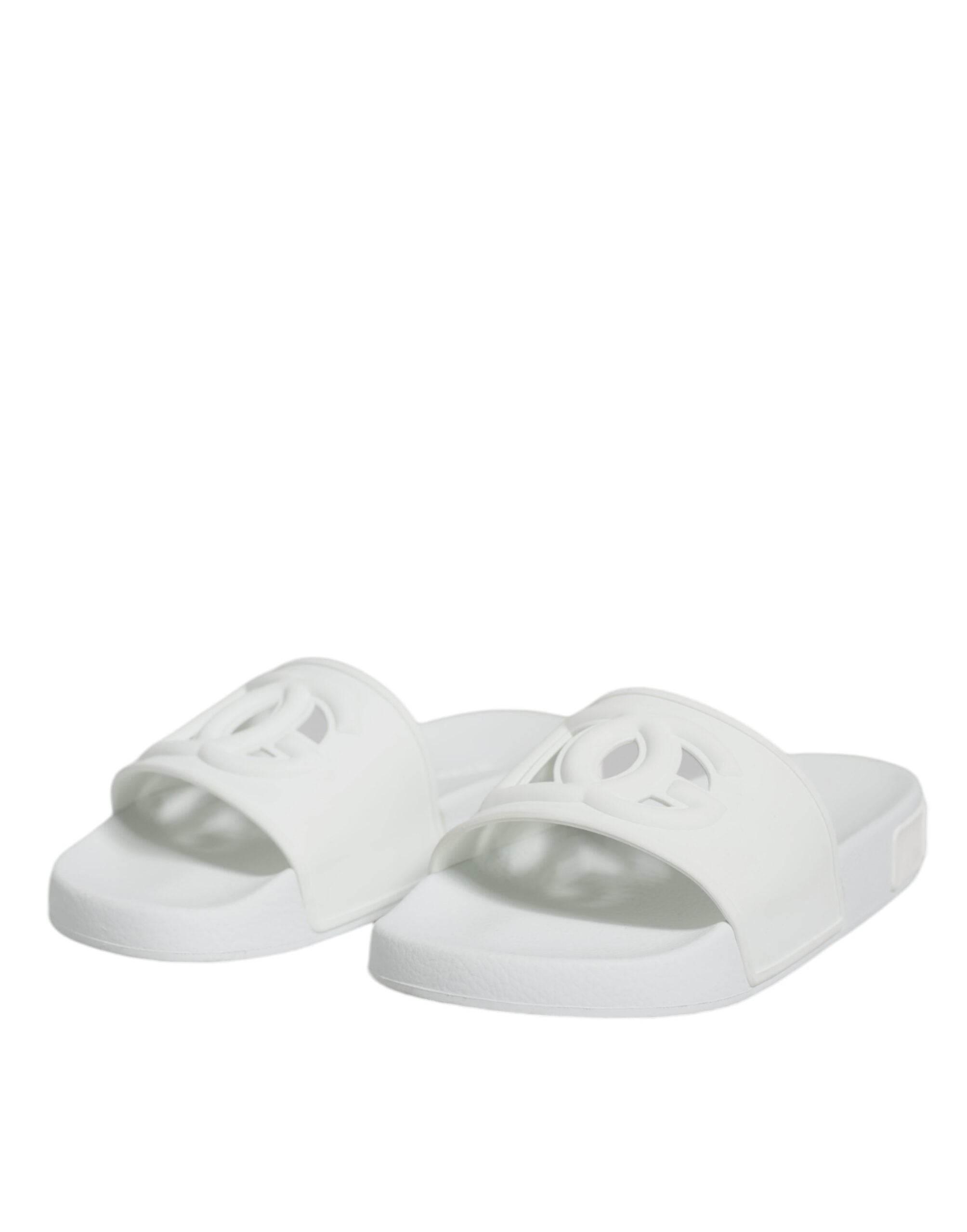 Dolce & Gabbana White Rubber Slides Sandals Beachwear Shoes - Hilstor