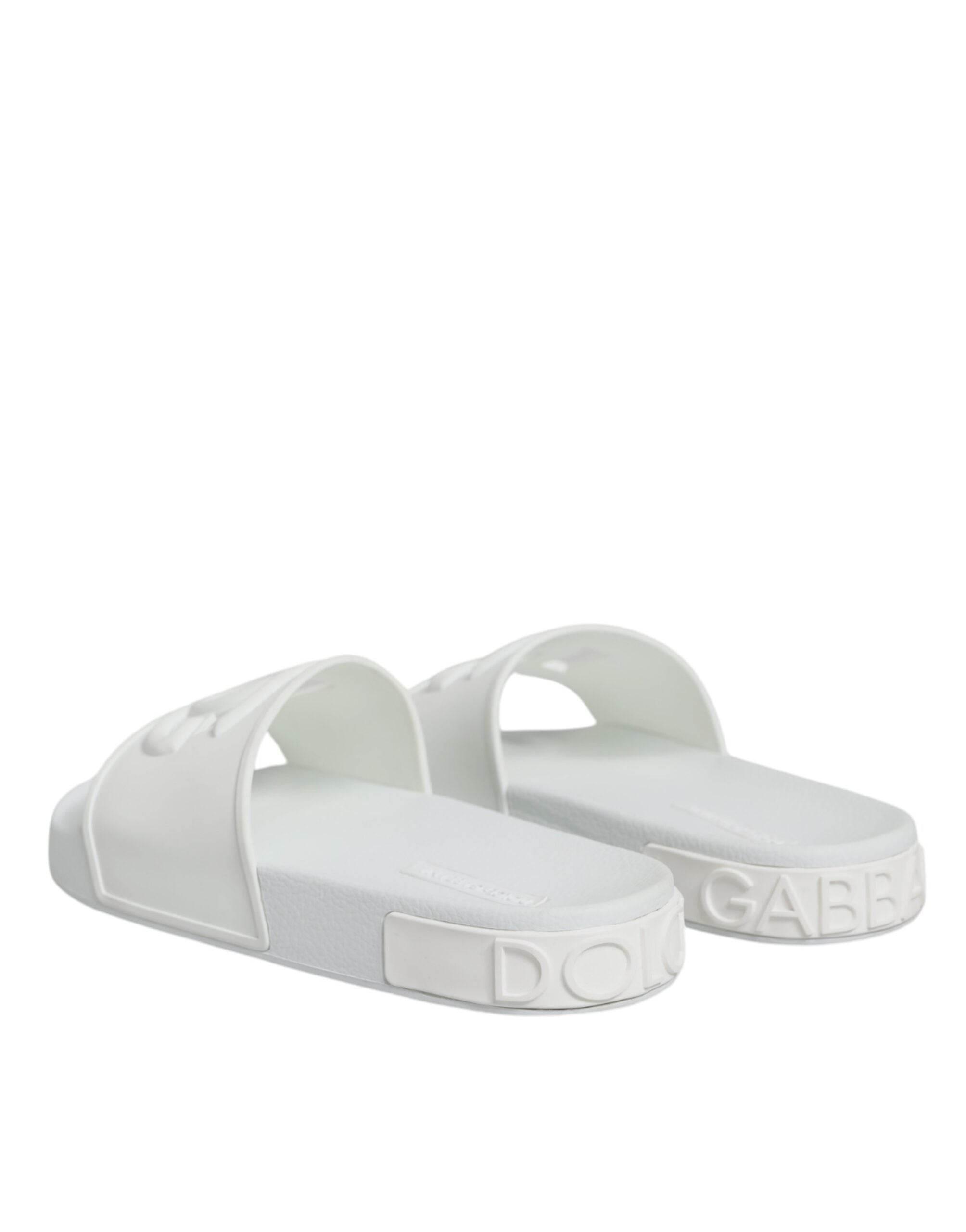 Dolce & Gabbana White Rubber Slides Sandals Beachwear Shoes - Hilstor