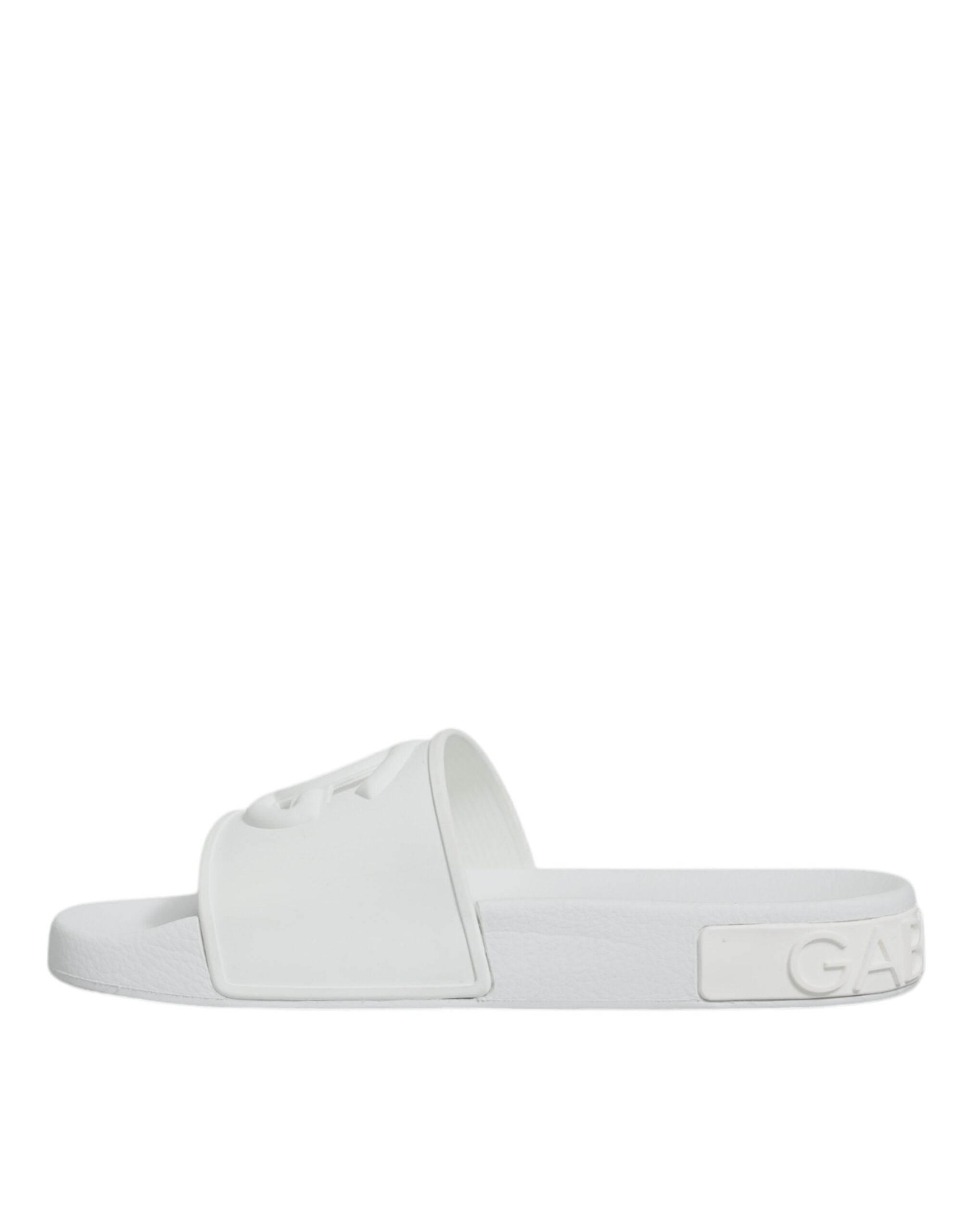 Dolce & Gabbana White Rubber Slides Sandals Beachwear Shoes - Hilstor