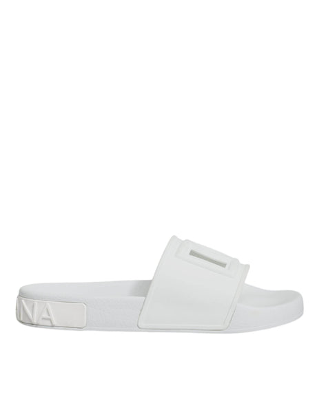 Dolce & Gabbana White Rubber Slides Sandals Beachwear Shoes - Hilstor
