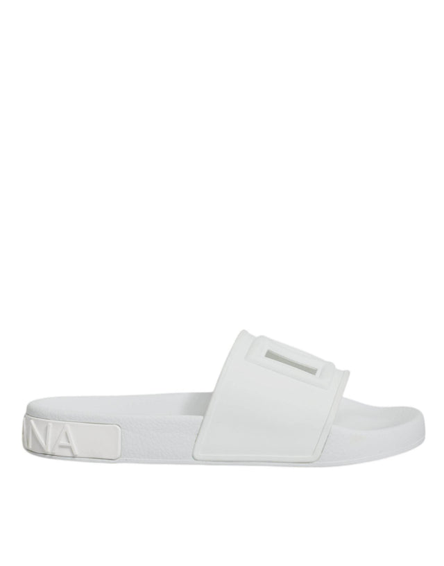 Dolce & Gabbana White Rubber Slides Sandals Beachwear Shoes - Hilstor