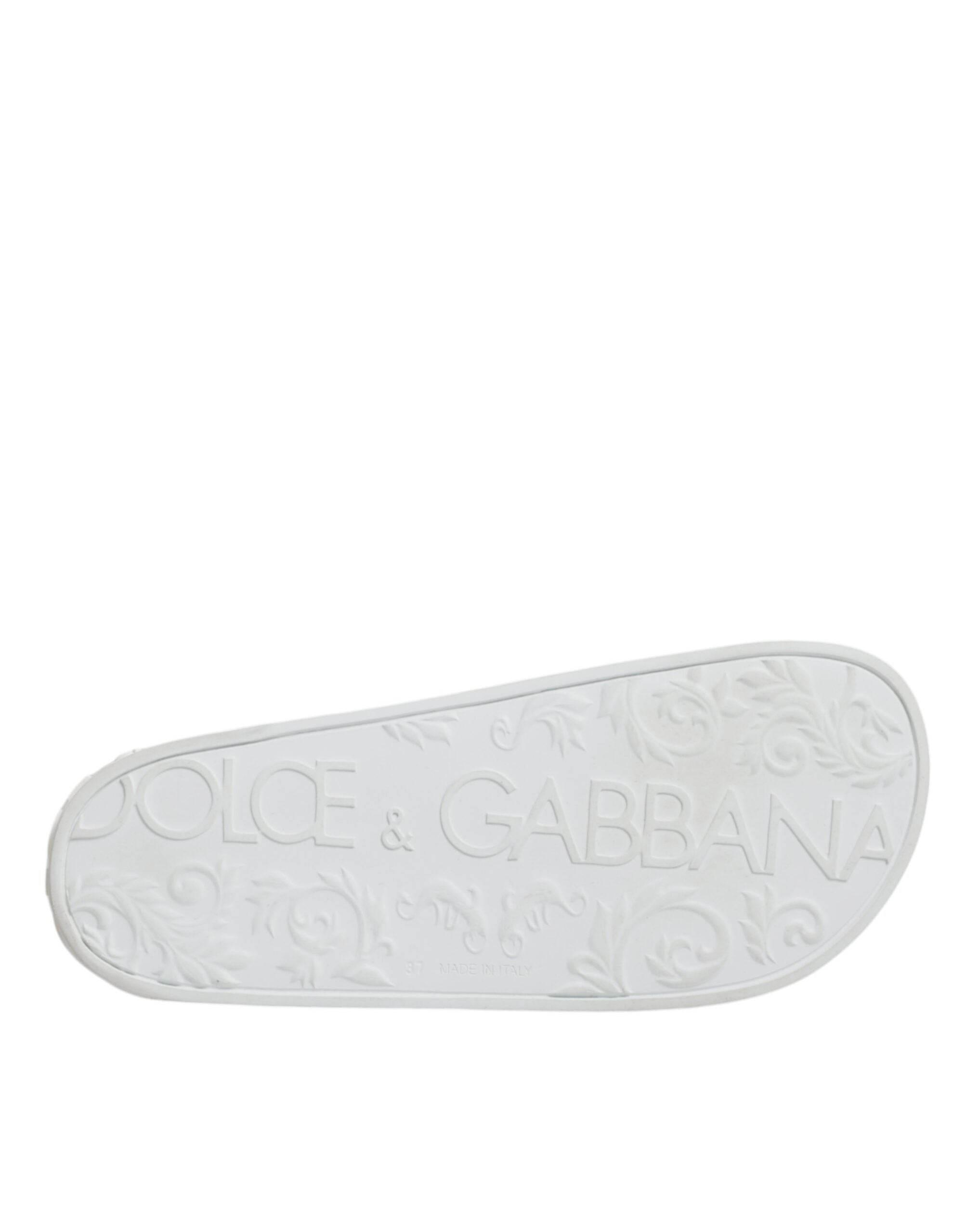 Dolce & Gabbana White Rubber Slides Sandals Beachwear Shoes - Hilstor