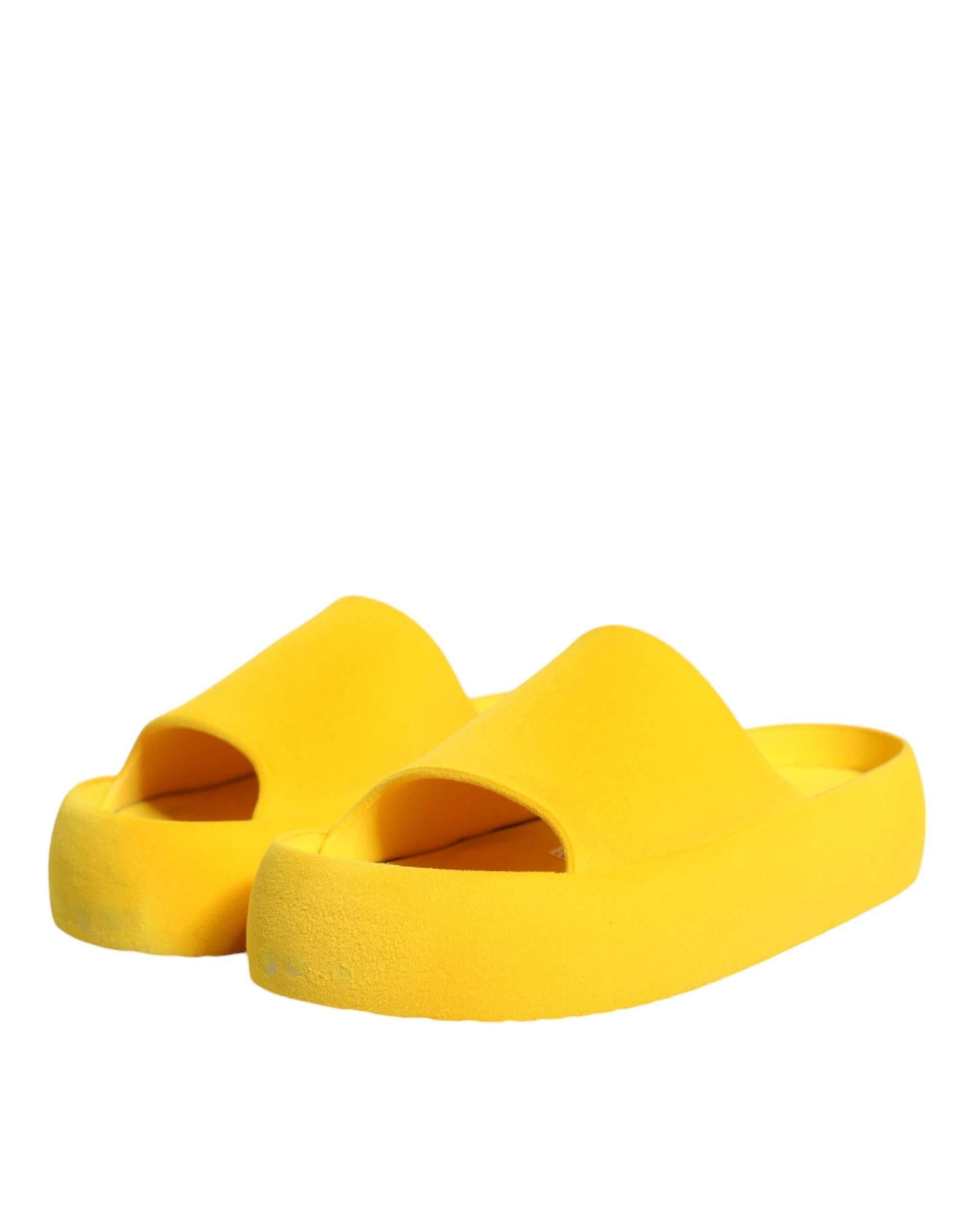 Dolce & Gabbana Yellow Rubber Slides Sandals Beachwear Shoes - Hilstor