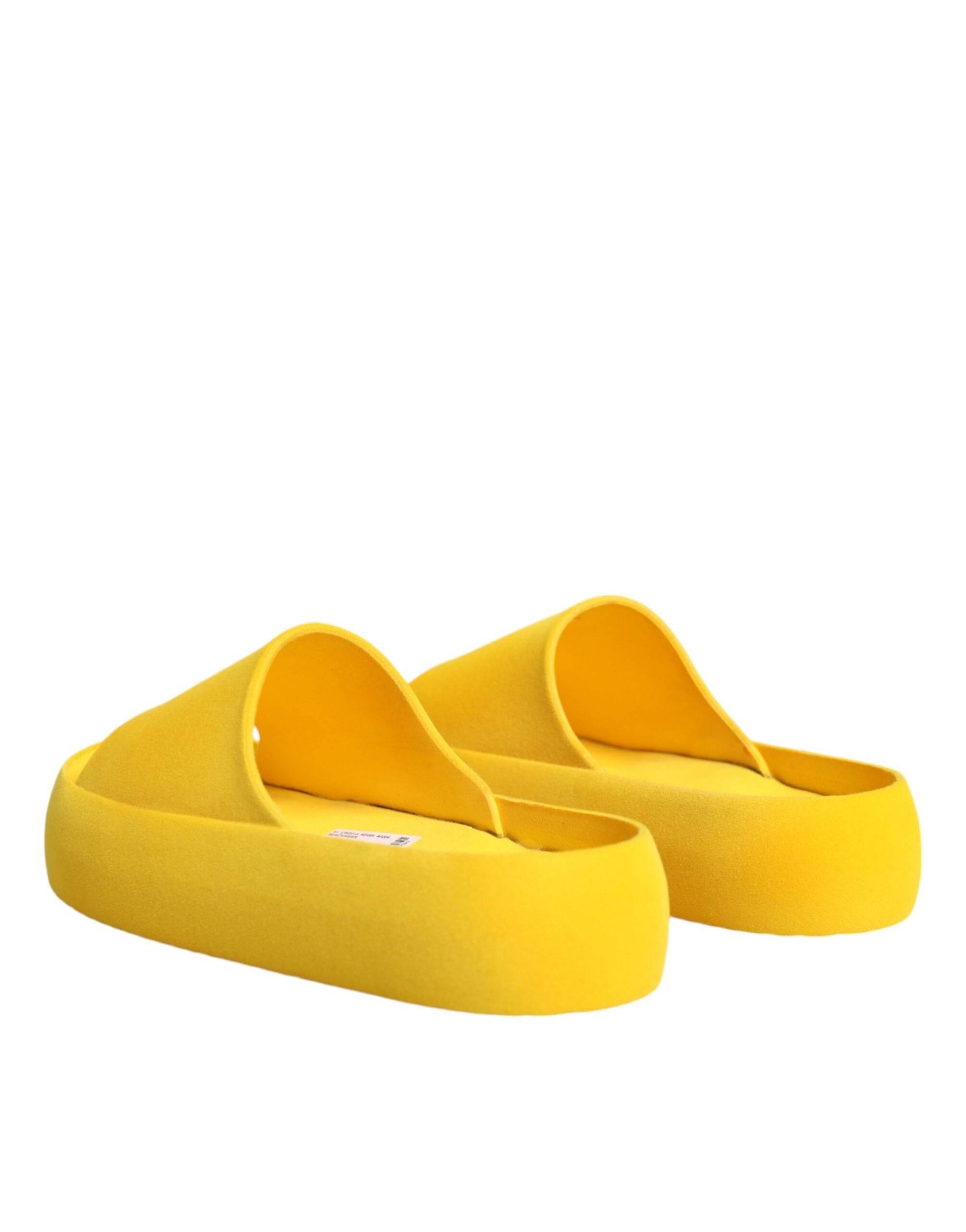 Dolce & Gabbana Yellow Rubber Slides Sandals Beachwear Shoes - Hilstor