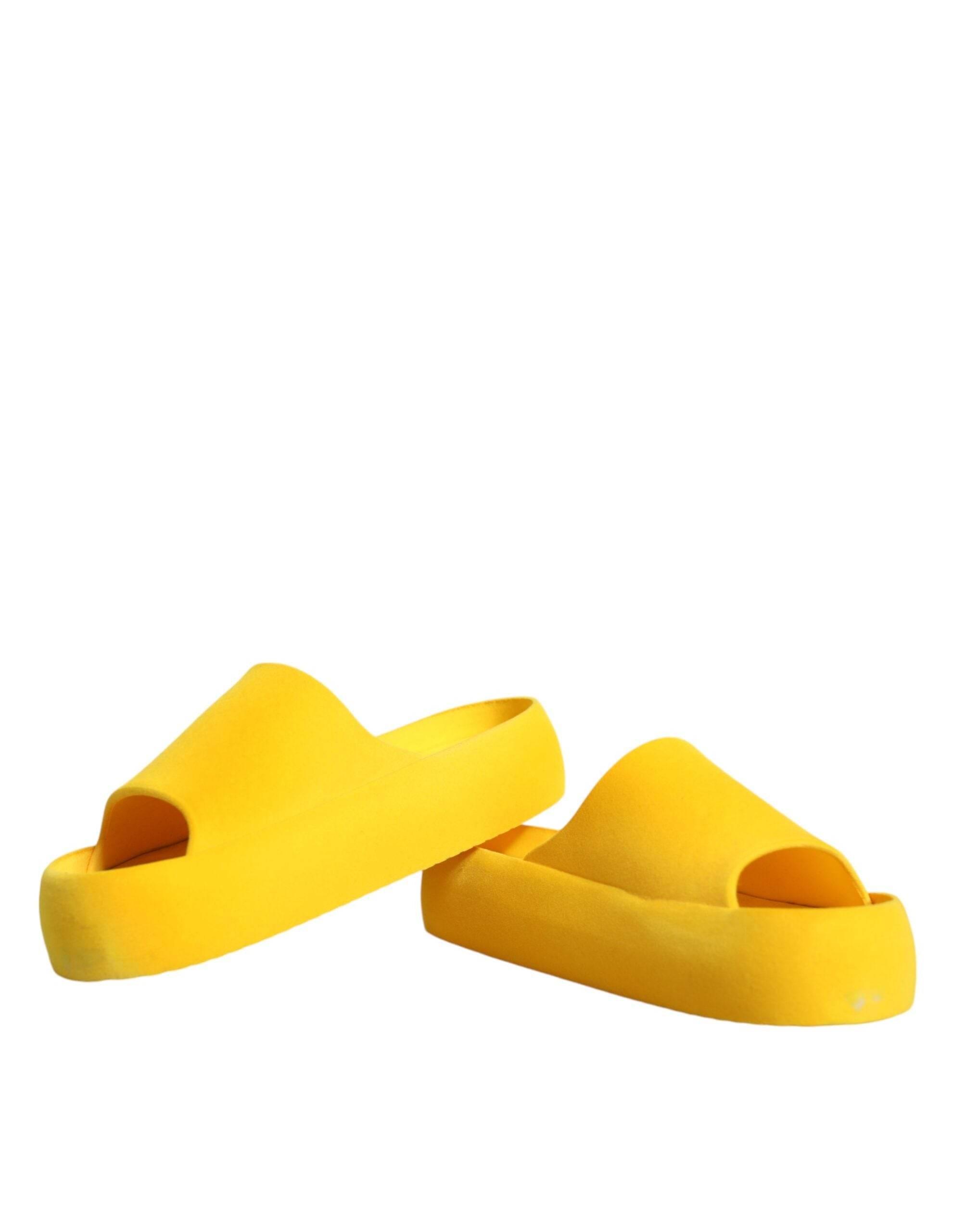 Dolce & Gabbana Yellow Rubber Slides Sandals Beachwear Shoes - Hilstor