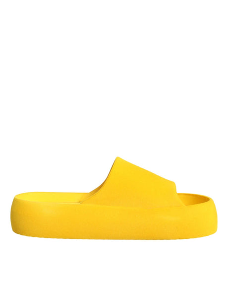 Dolce & Gabbana Yellow Rubber Slides Sandals Beachwear Shoes - Hilstor
