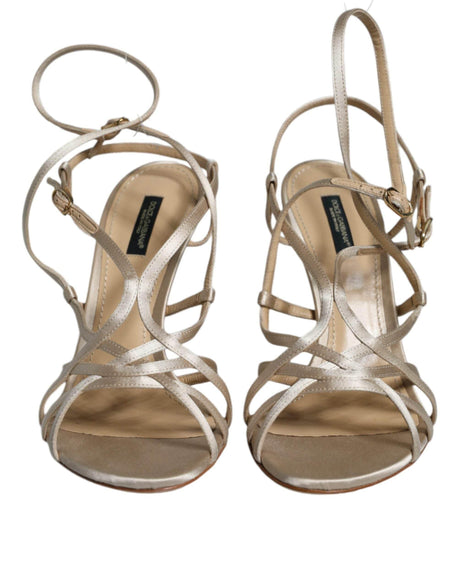 Dolce & Gabbana Beige Leather Stiletto Heels Sandals Shoes - Hilstor