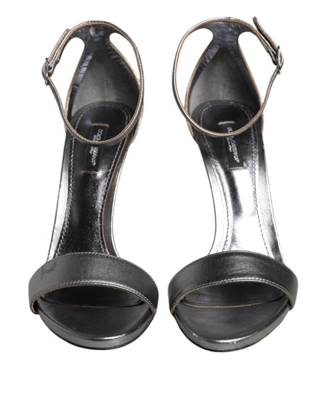 Dolce & Gabbana Silver KEIRA Heels Ankle Strap Sandals Shoes - Hilstor