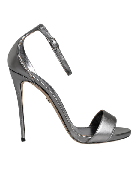 Dolce & Gabbana Silver KEIRA Heels Ankle Strap Sandals Shoes - Hilstor