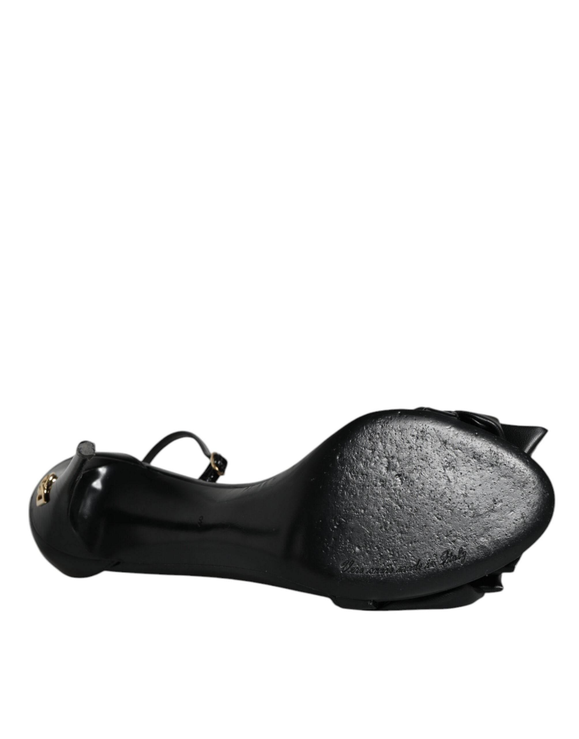 Dolce & Gabbana Black Leather Ankle Strap Heel Sandals Shoes - Hilstor