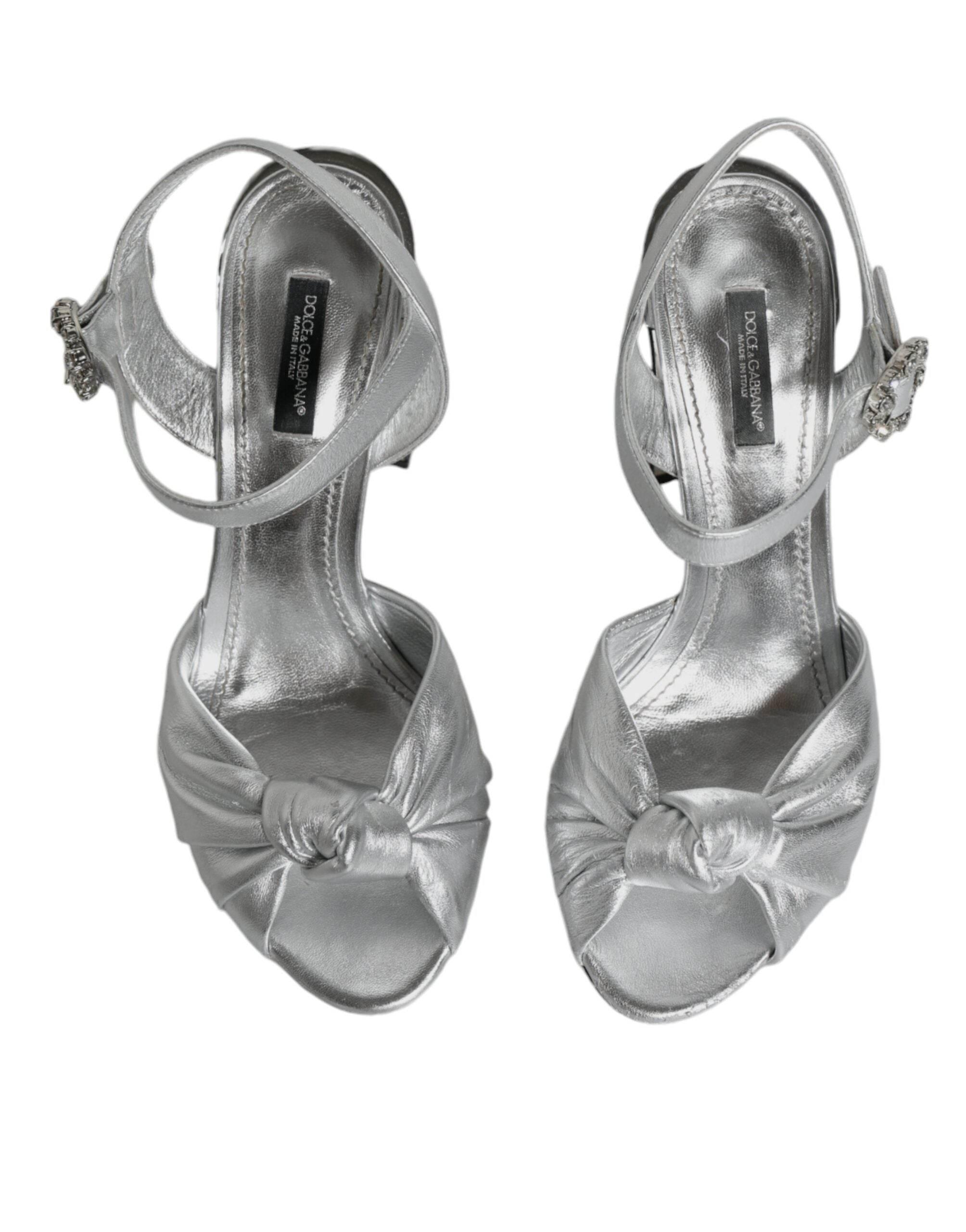 Dolce & Gabbana Silver Mirror Heels KEIRA Sandals Shoes - Hilstor