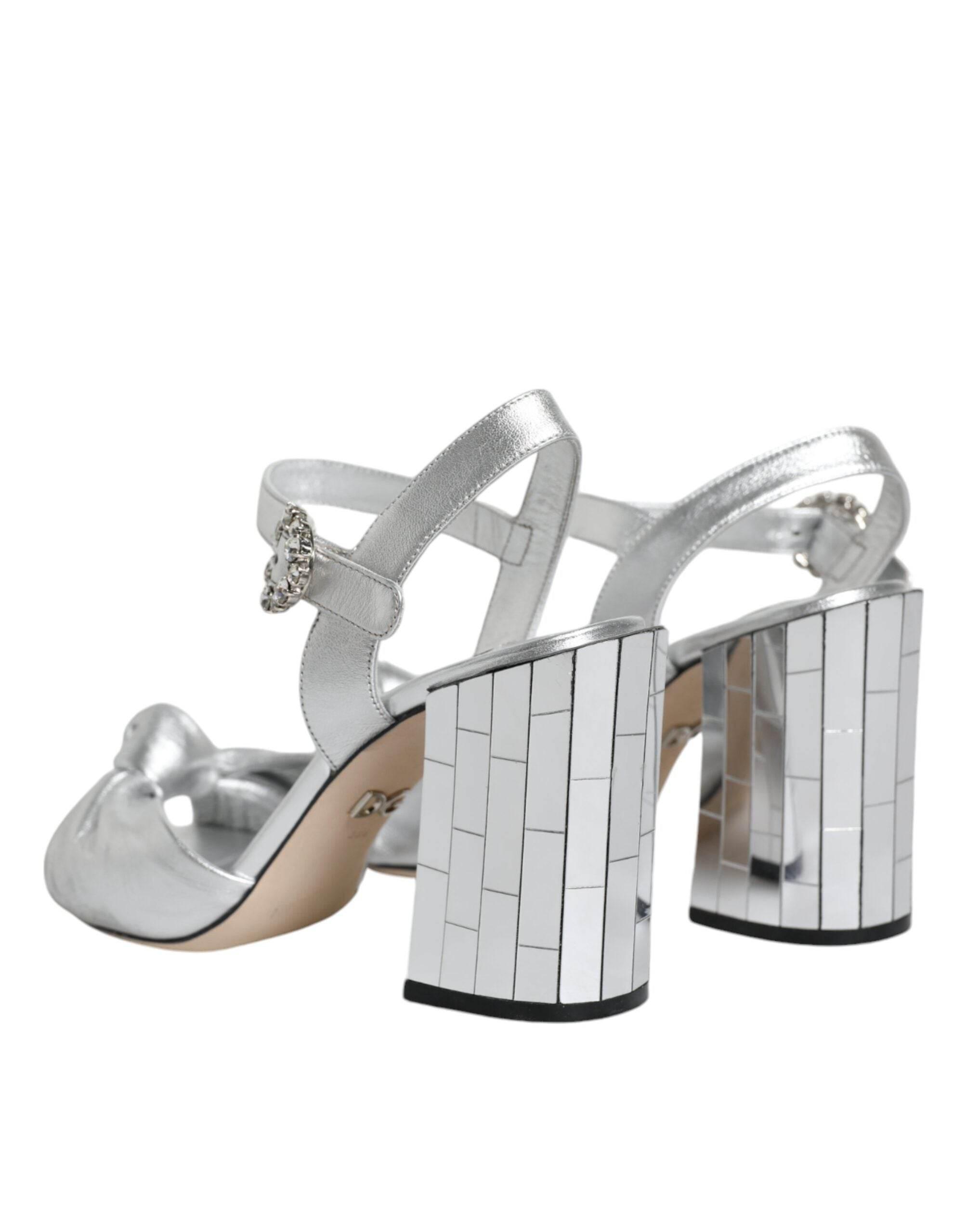 Dolce & Gabbana Silver Mirror Heels KEIRA Sandals Shoes - Hilstor