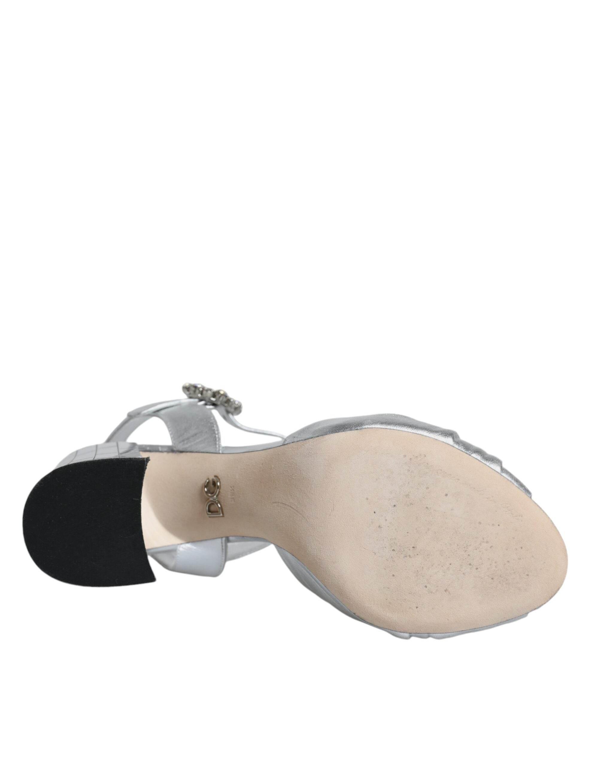 Dolce & Gabbana Silver Mirror Heels KEIRA Sandals Shoes - Hilstor