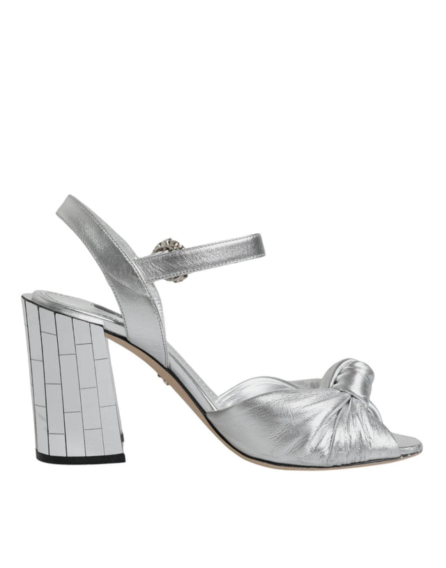 Dolce & Gabbana Silver Mirror Heels KEIRA Sandals Shoes - Hilstor