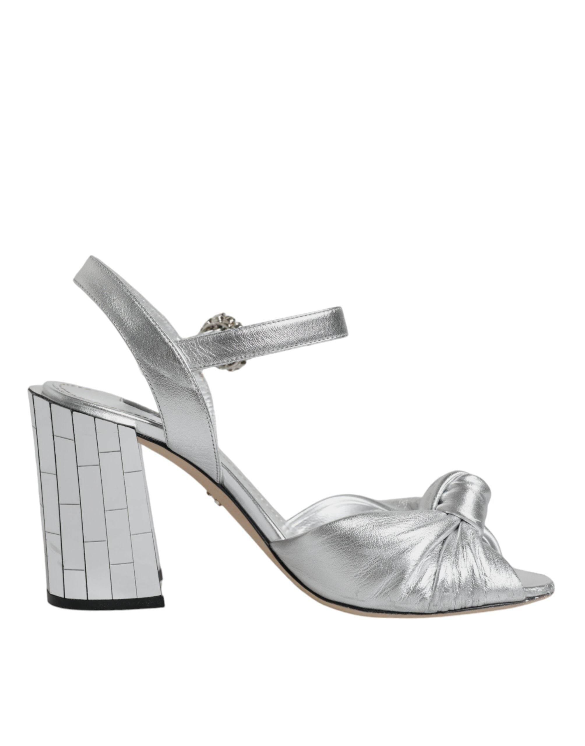 Dolce & Gabbana Silver Mirror Heels KEIRA Sandals Shoes - Hilstor