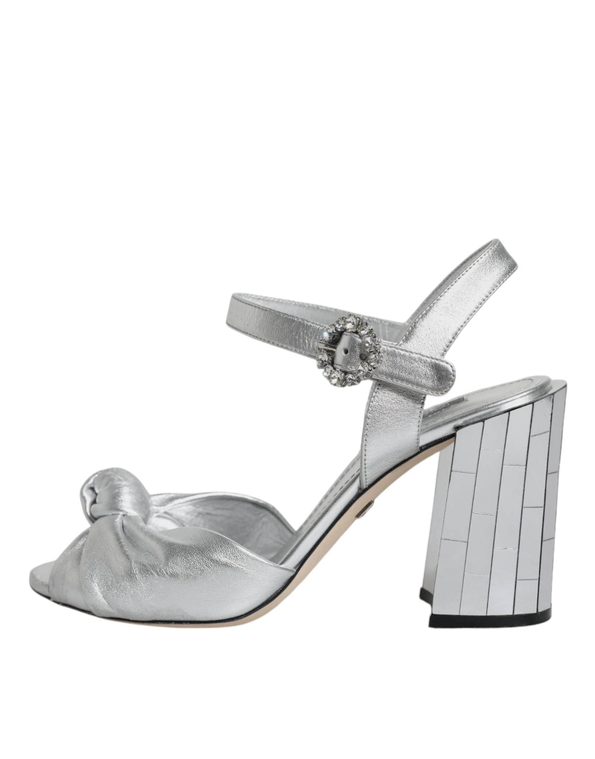 Dolce & Gabbana Silver Mirror Heels KEIRA Sandals Shoes - Hilstor