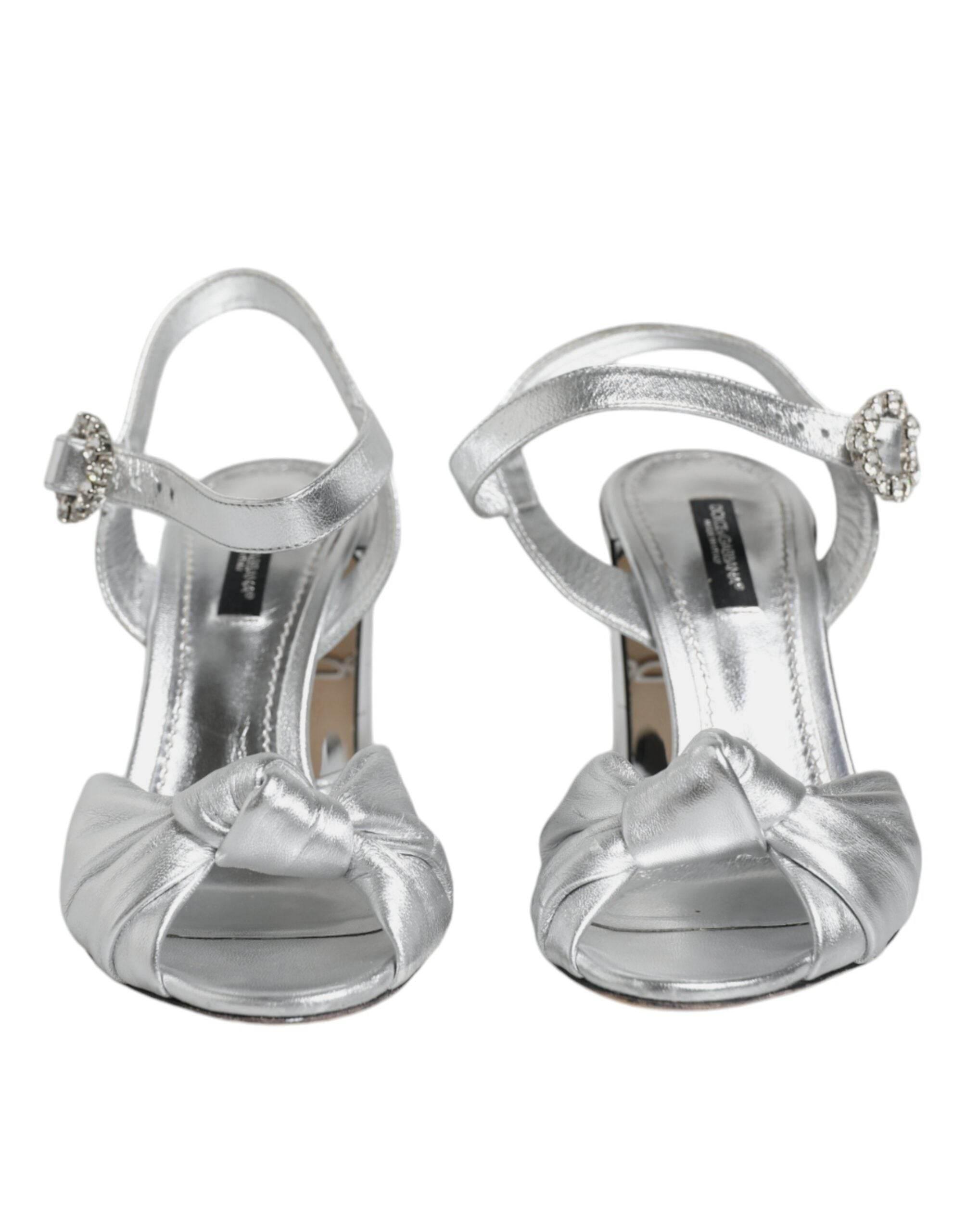 Dolce & Gabbana Silver Mirror Heels KEIRA Sandals Shoes - Hilstor