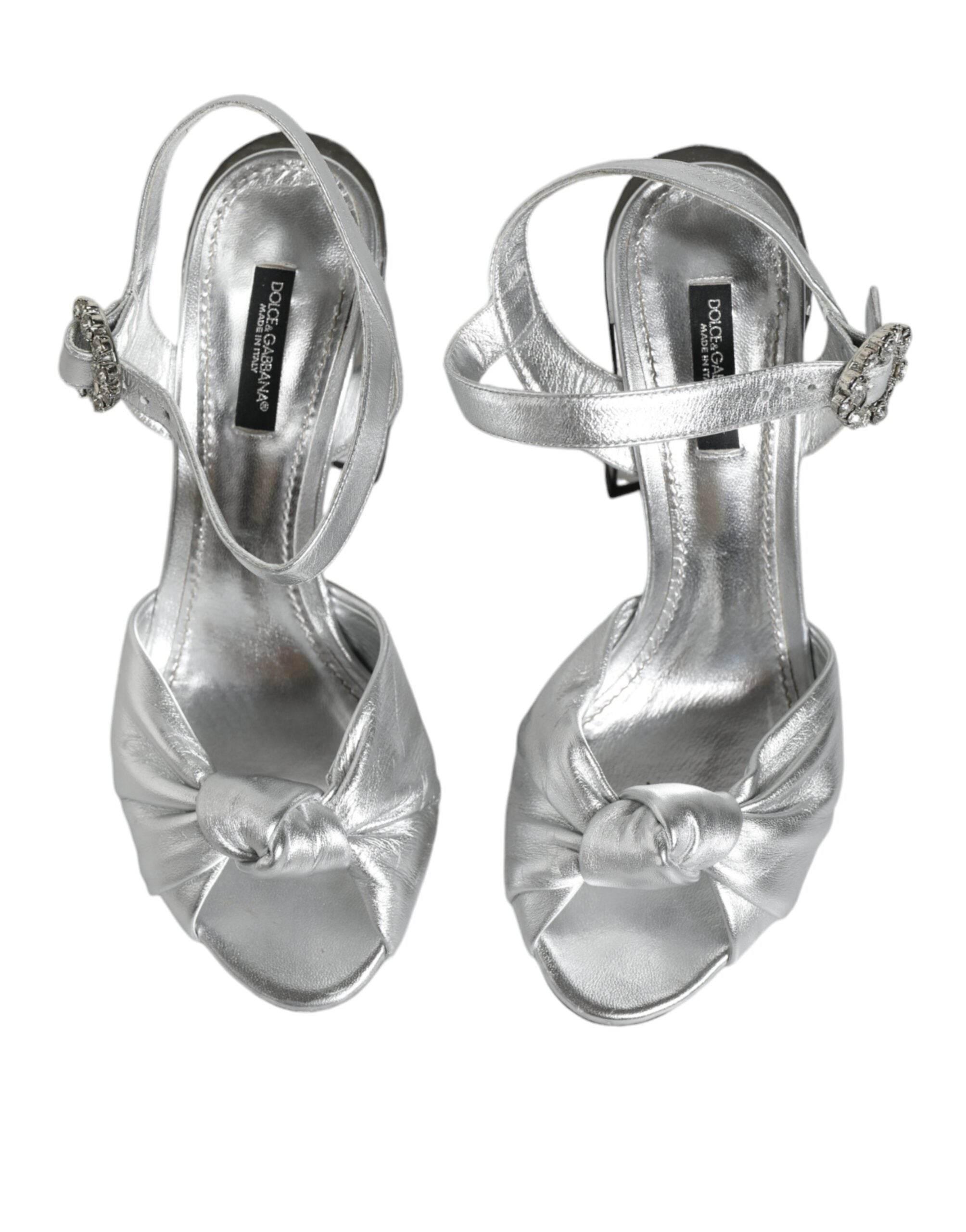 Dolce & Gabbana Silver Mirror Heels KEIRA Sandals Shoes - Hilstor