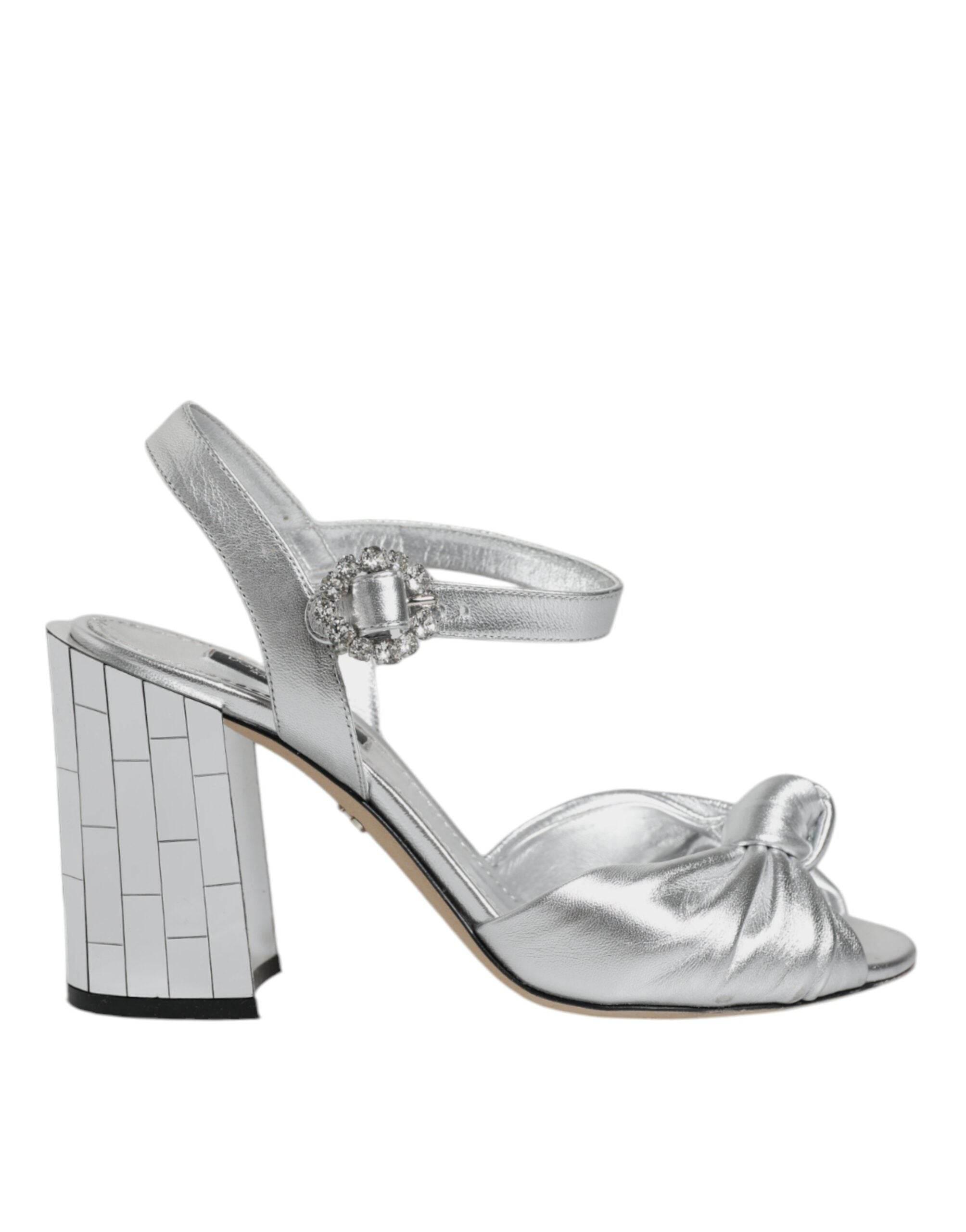 Dolce & Gabbana Silver Mirror Heels KEIRA Sandals Shoes - Hilstor