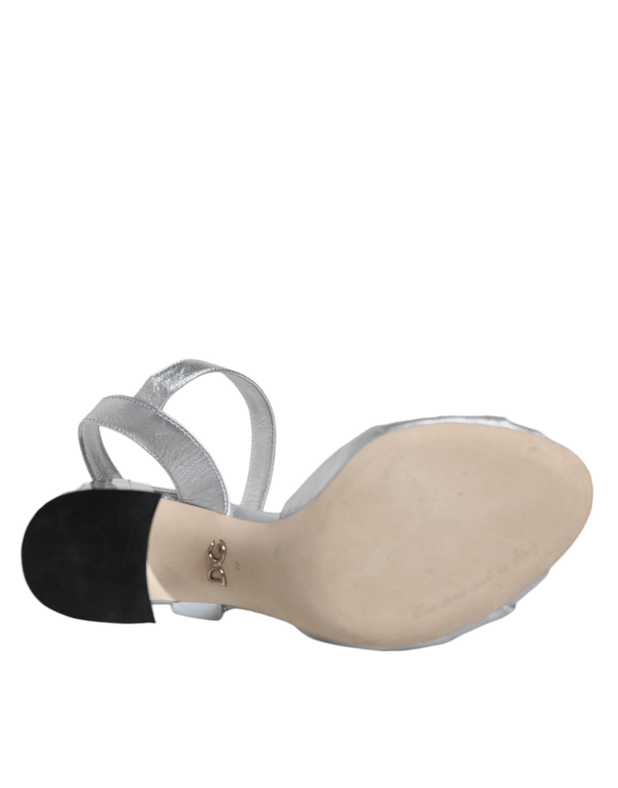 Dolce & Gabbana Silver Mirror Heels KEIRA Sandals Shoes - Hilstor