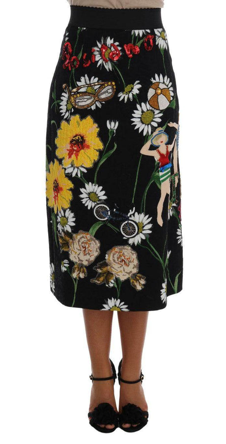 Dolce & Gabbana Embellished A-Line Mid-Calf Skirt - Hilstor