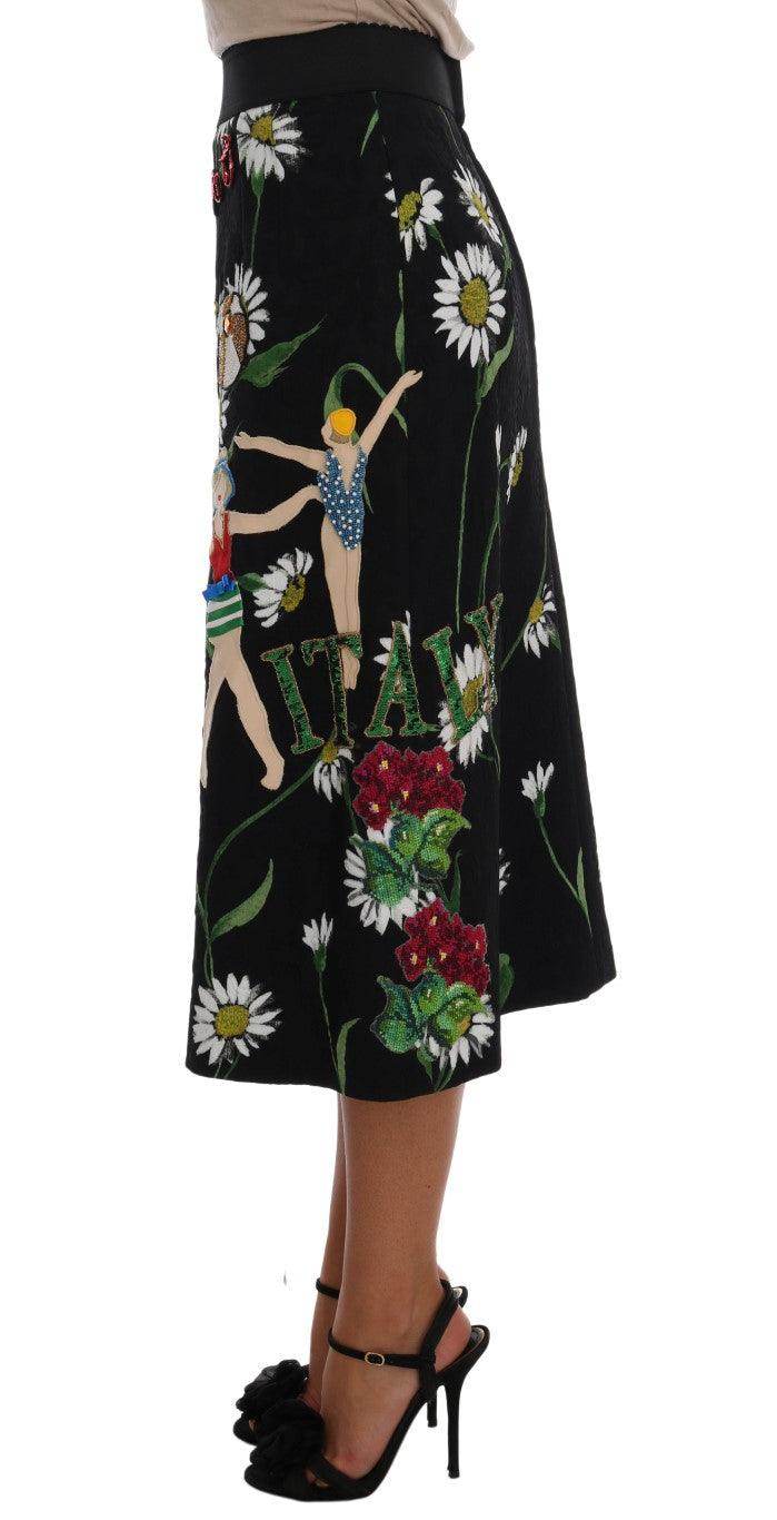 Dolce & Gabbana Embellished A-Line Mid-Calf Skirt - Hilstor