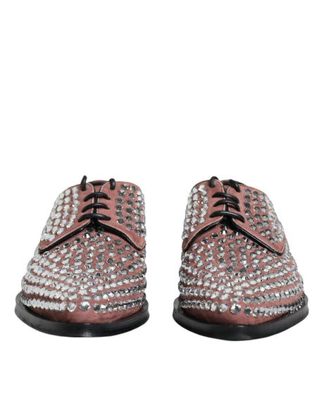 Dolce & Gabbana Brown Strass Embellished Derby Dress Shoes - Hilstor