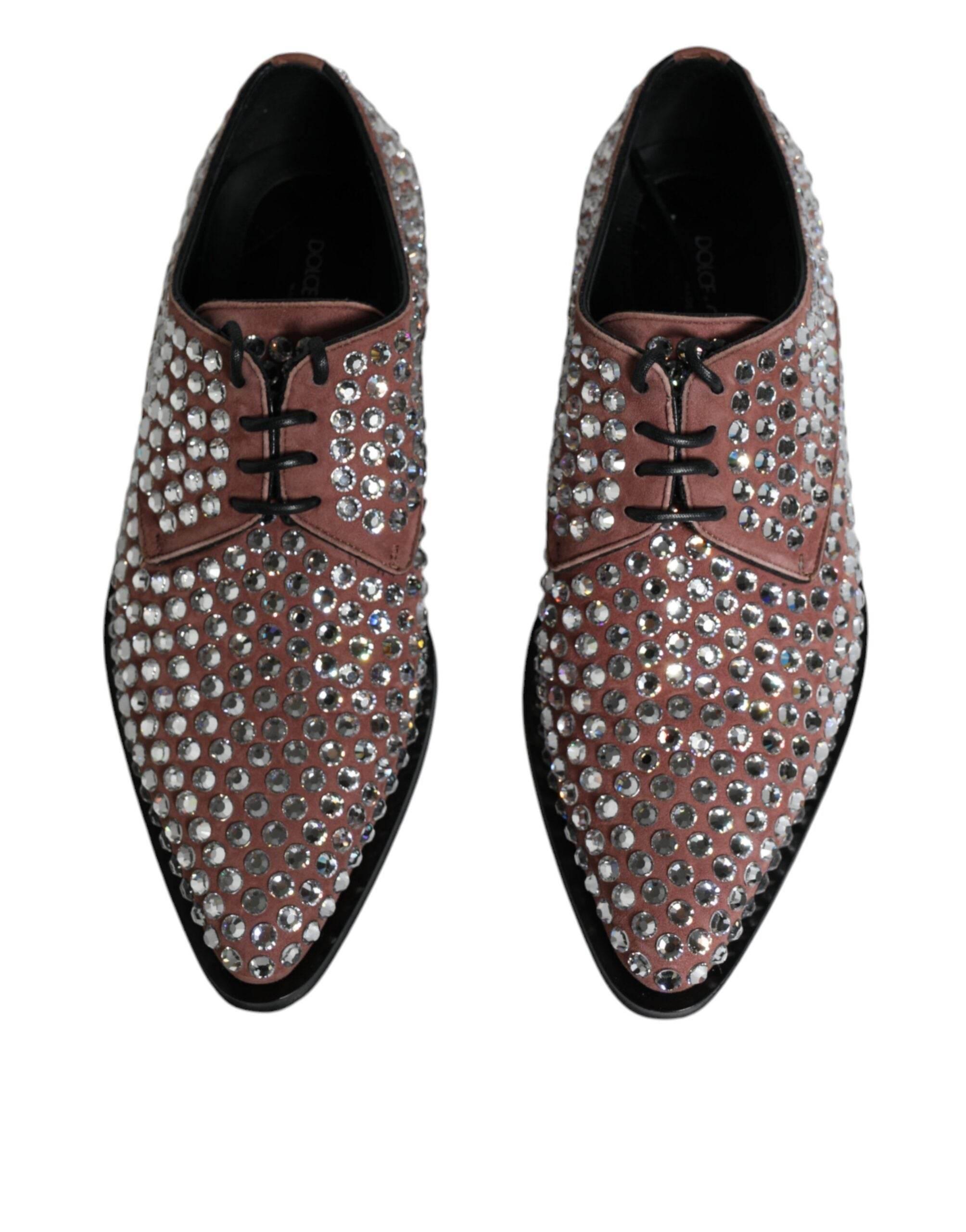 Dolce & Gabbana Brown Strass Embellished Derby Dress Shoes - Hilstor