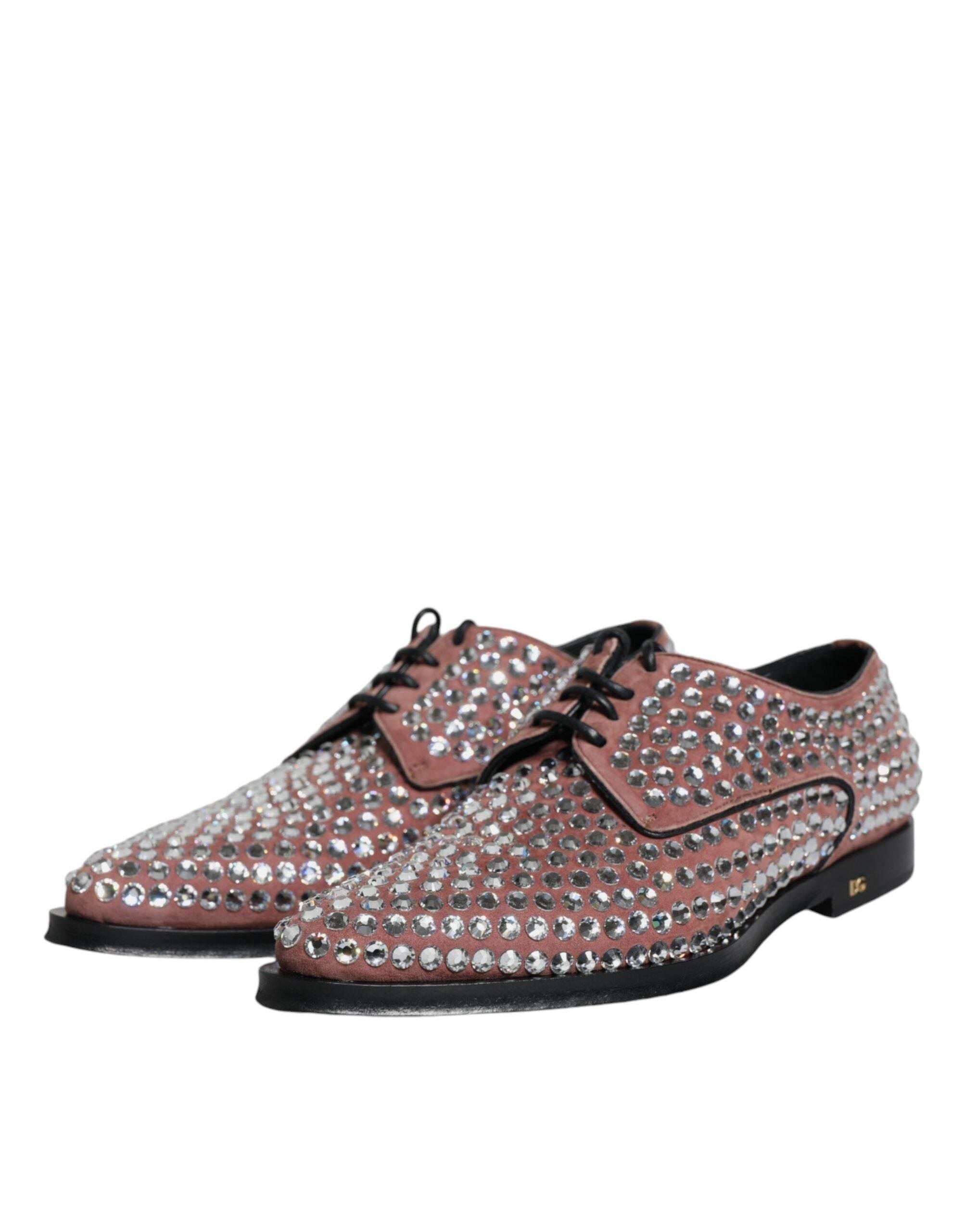Dolce & Gabbana Brown Strass Embellished Derby Dress Shoes - Hilstor