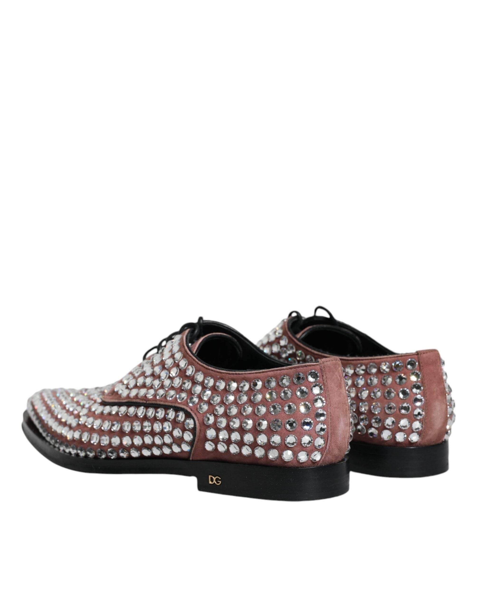 Dolce & Gabbana Brown Strass Embellished Derby Dress Shoes - Hilstor