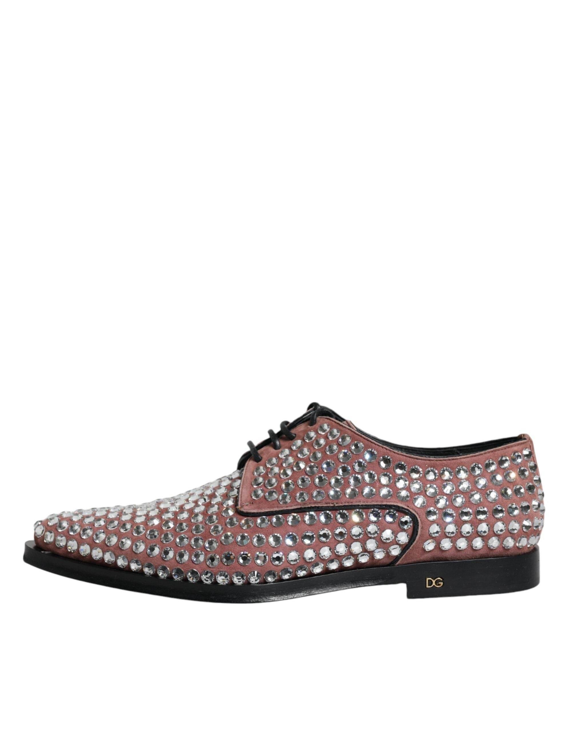 Dolce & Gabbana Brown Strass Embellished Derby Dress Shoes - Hilstor