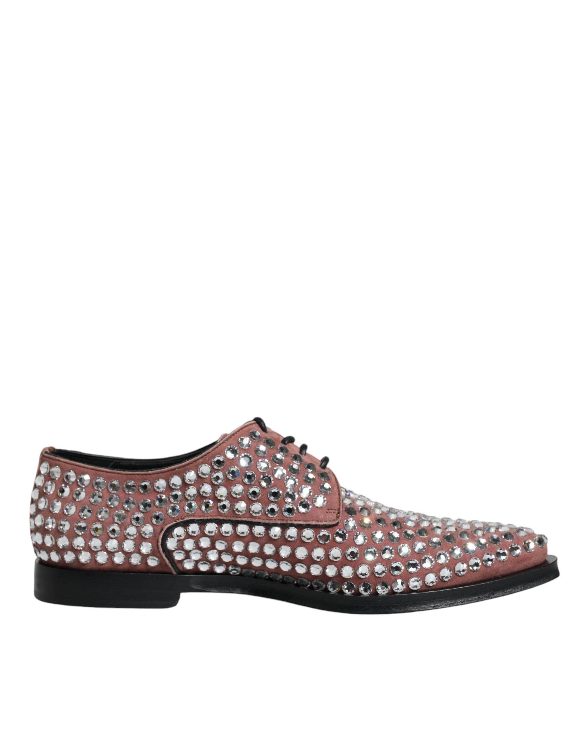 Dolce & Gabbana Brown Strass Embellished Derby Dress Shoes - Hilstor