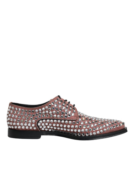 Dolce & Gabbana Brown Strass Embellished Derby Dress Shoes - Hilstor
