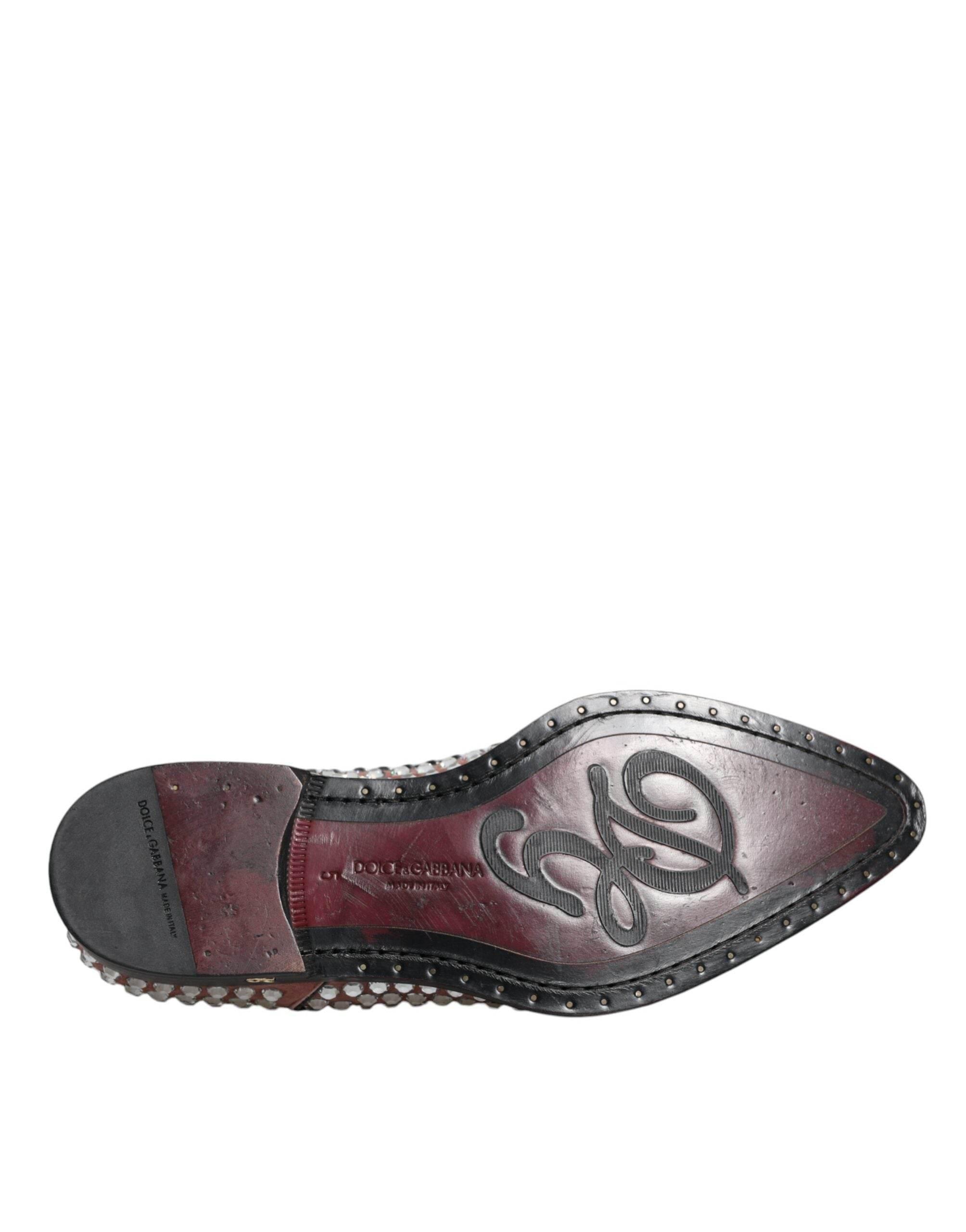 Dolce & Gabbana Brown Strass Embellished Derby Dress Shoes - Hilstor