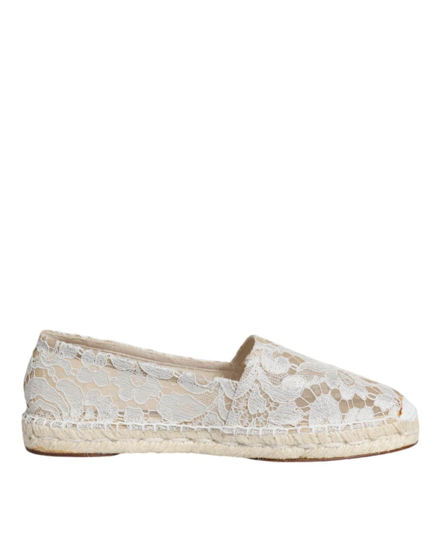 Dolce & Gabbana White Lace Viscose Espadrilles Flats Shoes - Hilstor