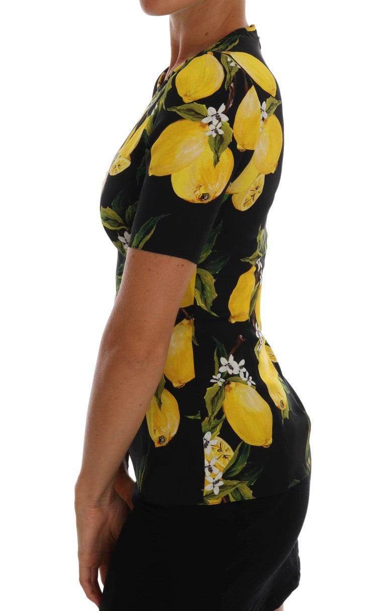 Dolce & Gabbana Sicilian Lemon Print Silk Blouse - Hilstor