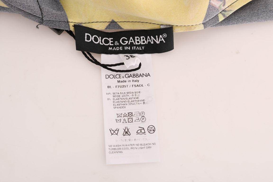 Dolce & Gabbana Sicilian Lemon Print Silk Blouse - Hilstor