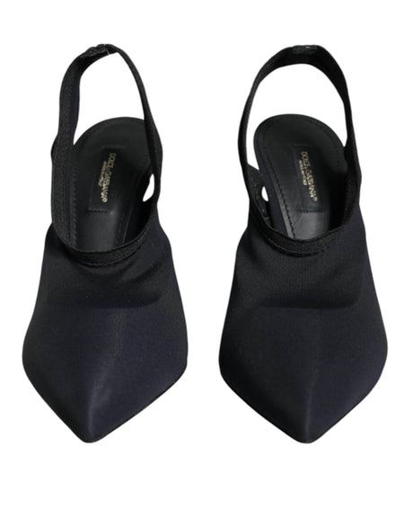 Dolce & Gabbana Black Jersey Stretch Heels Slingback Shoes - Hilstor