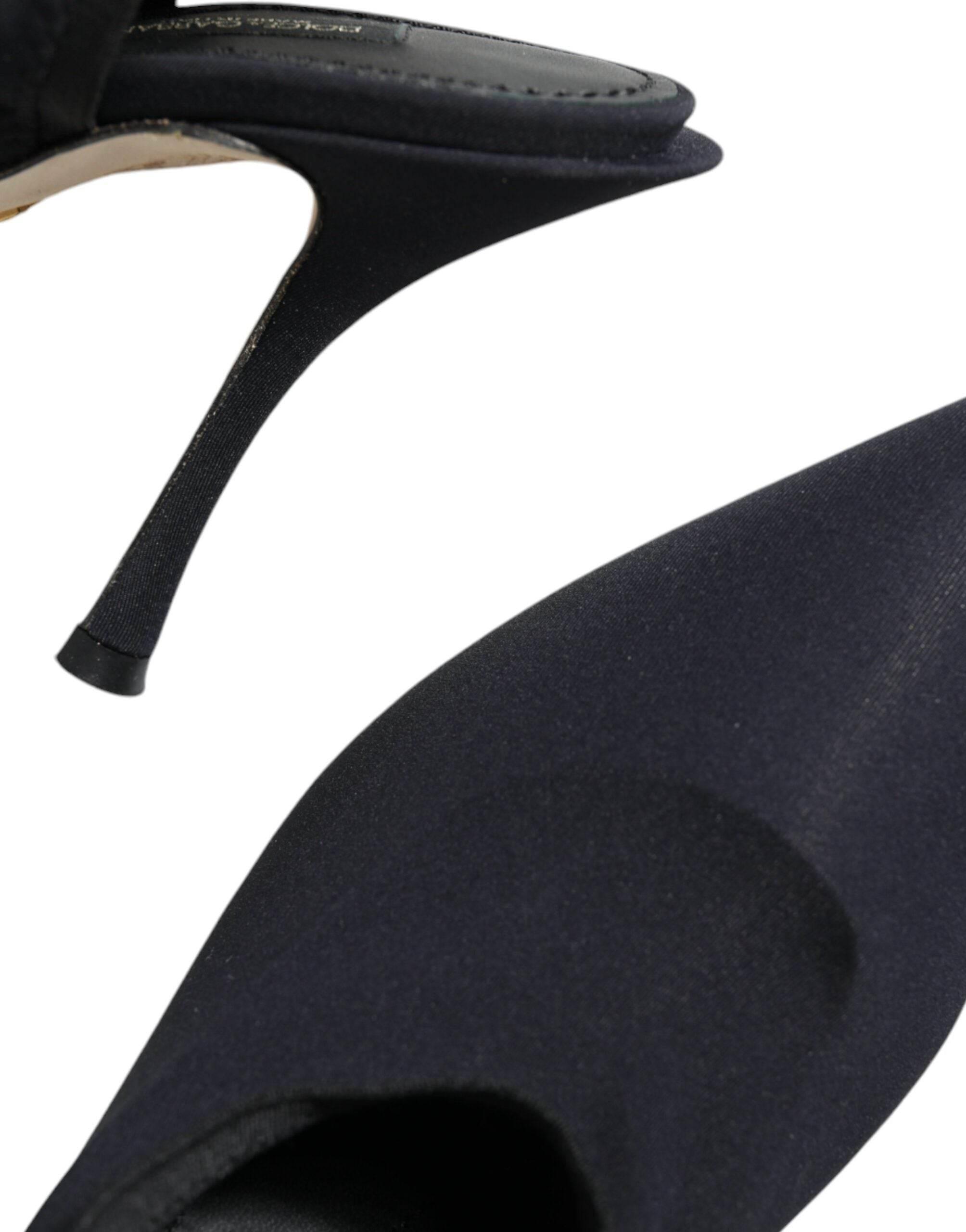 Dolce & Gabbana Black Jersey Stretch Heels Slingback Shoes - Hilstor