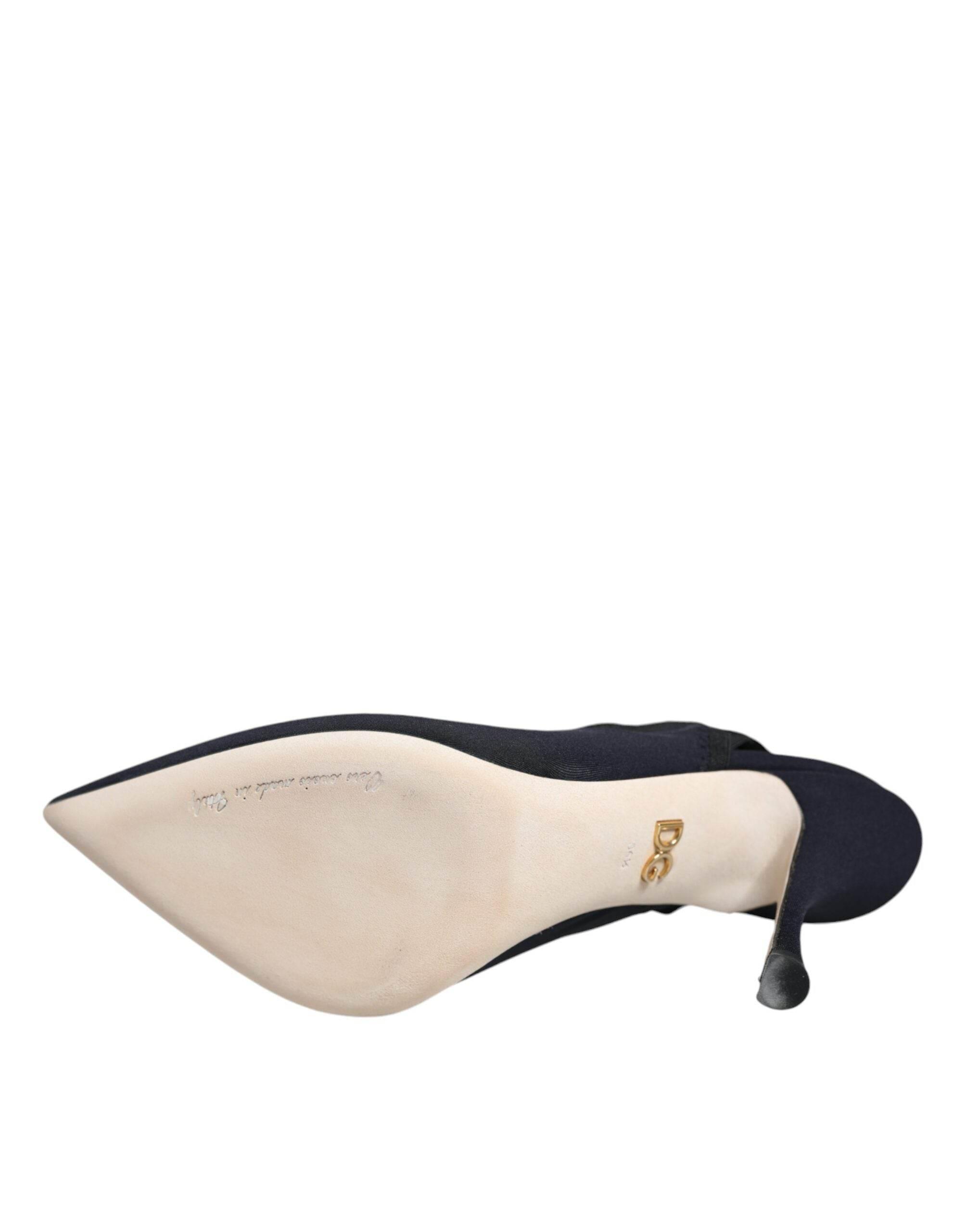 Dolce & Gabbana Black Jersey Stretch Heels Slingback Shoes - Hilstor