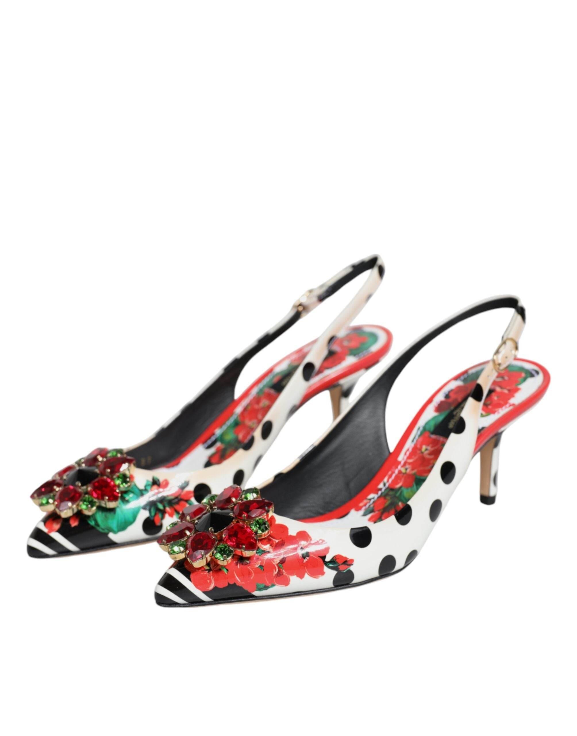 Dolce & Gabbana Multicolor Crystal Heels Slingback Shoes - Hilstor