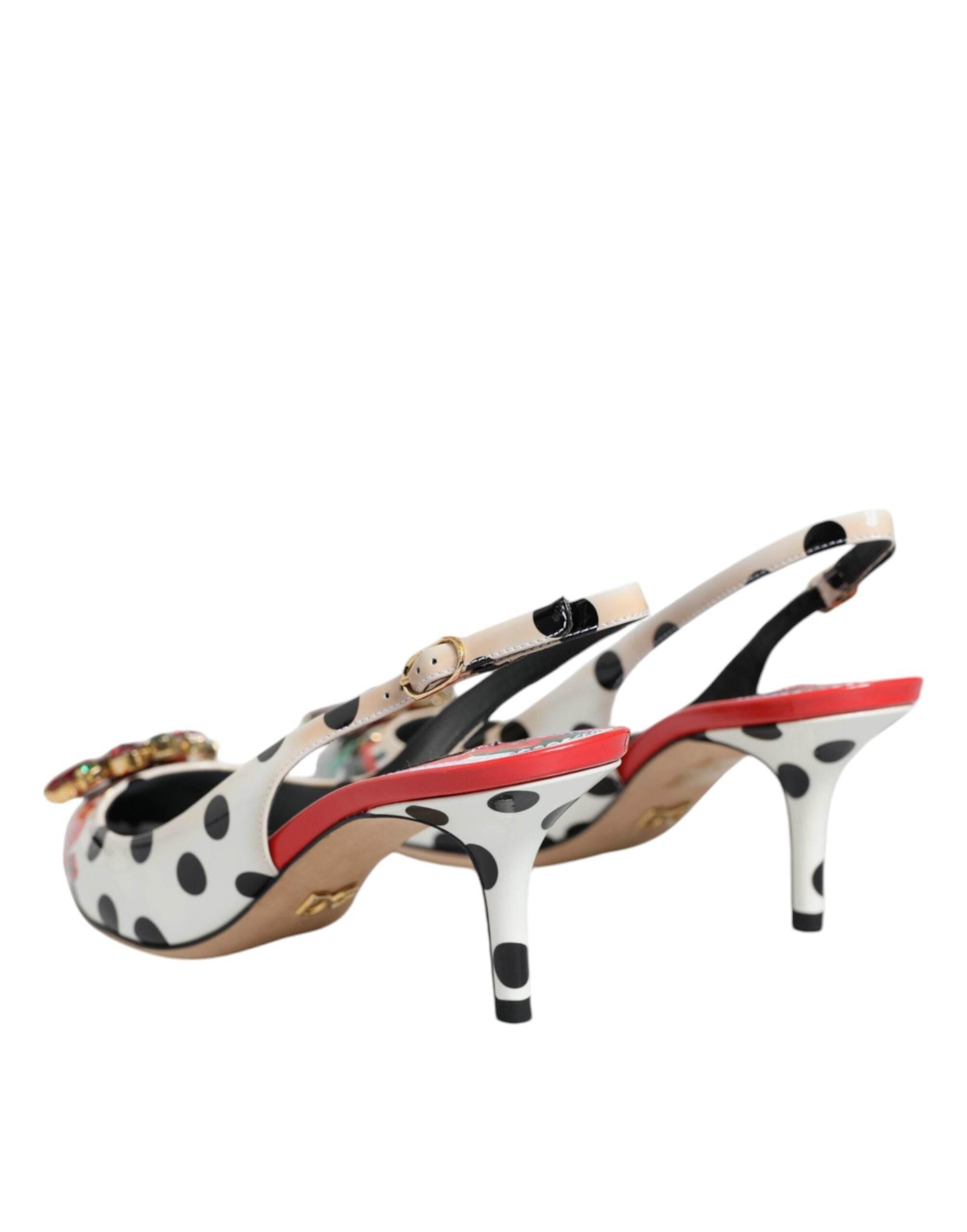Dolce & Gabbana Multicolor Crystal Heels Slingback Shoes - Hilstor